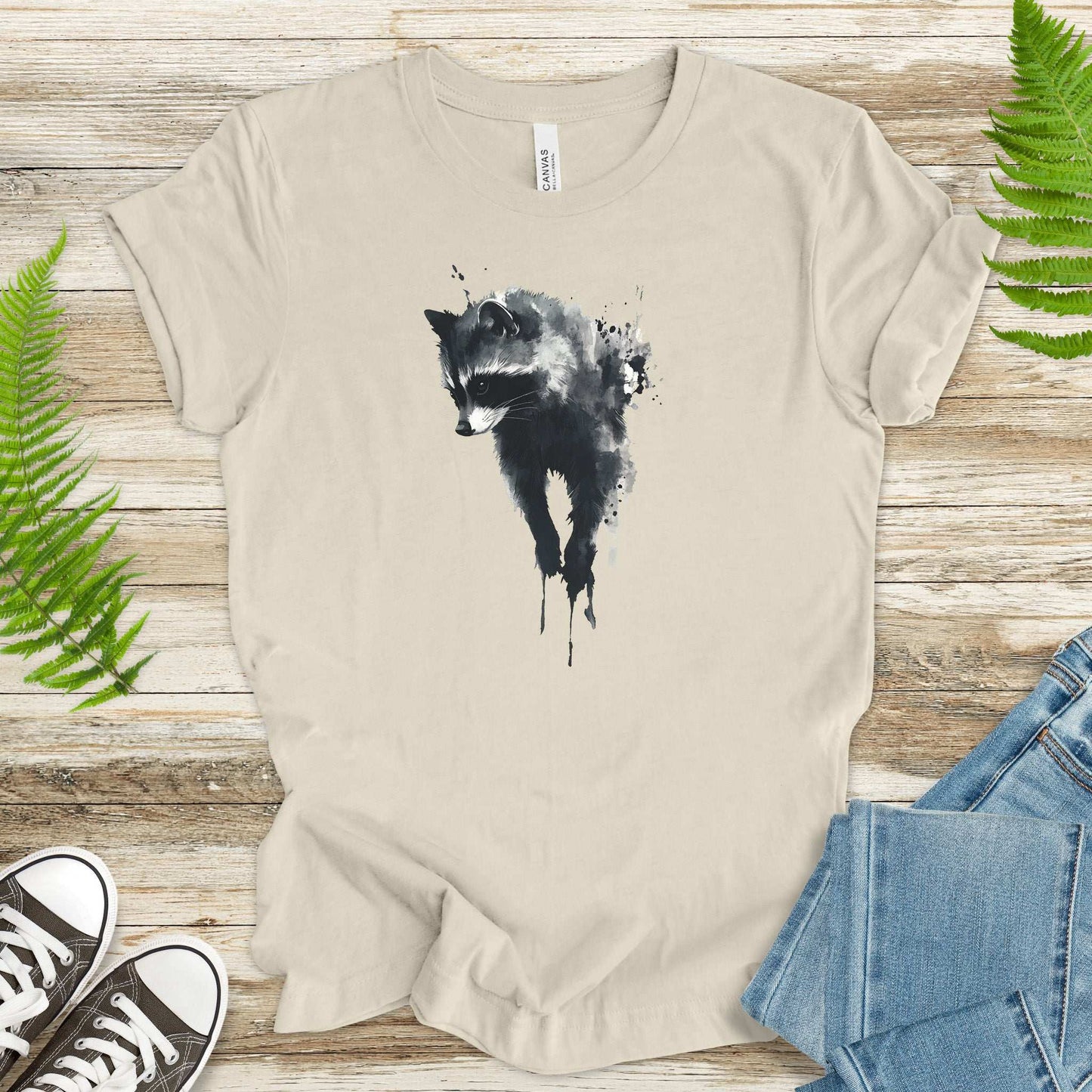 Watercolor Raccoon T-Shirt – Cute Trash Panda Nature Lover Tee