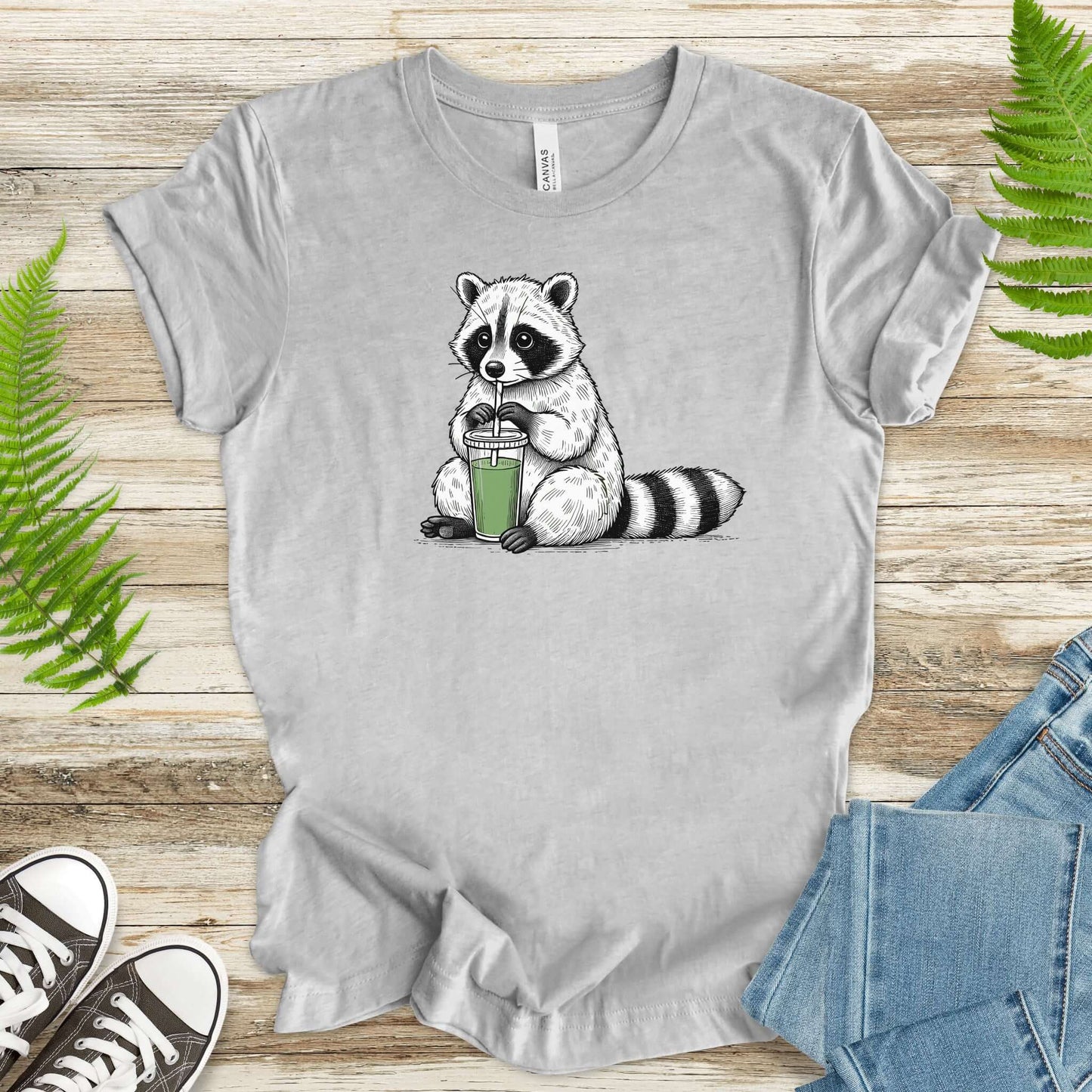 Raccoon Green Smoothie Lover T-Shirt