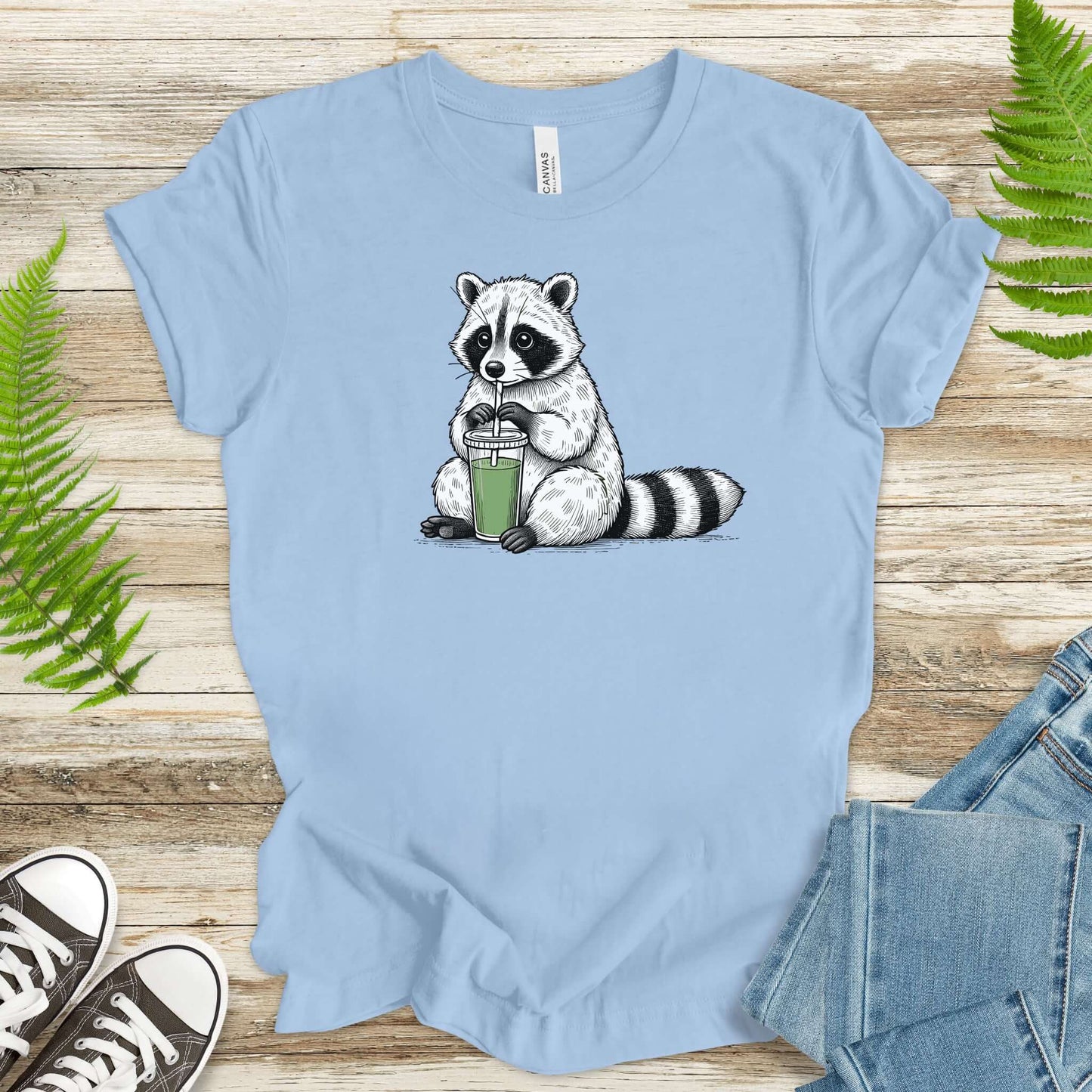 Raccoon Green Smoothie Lover T-Shirt