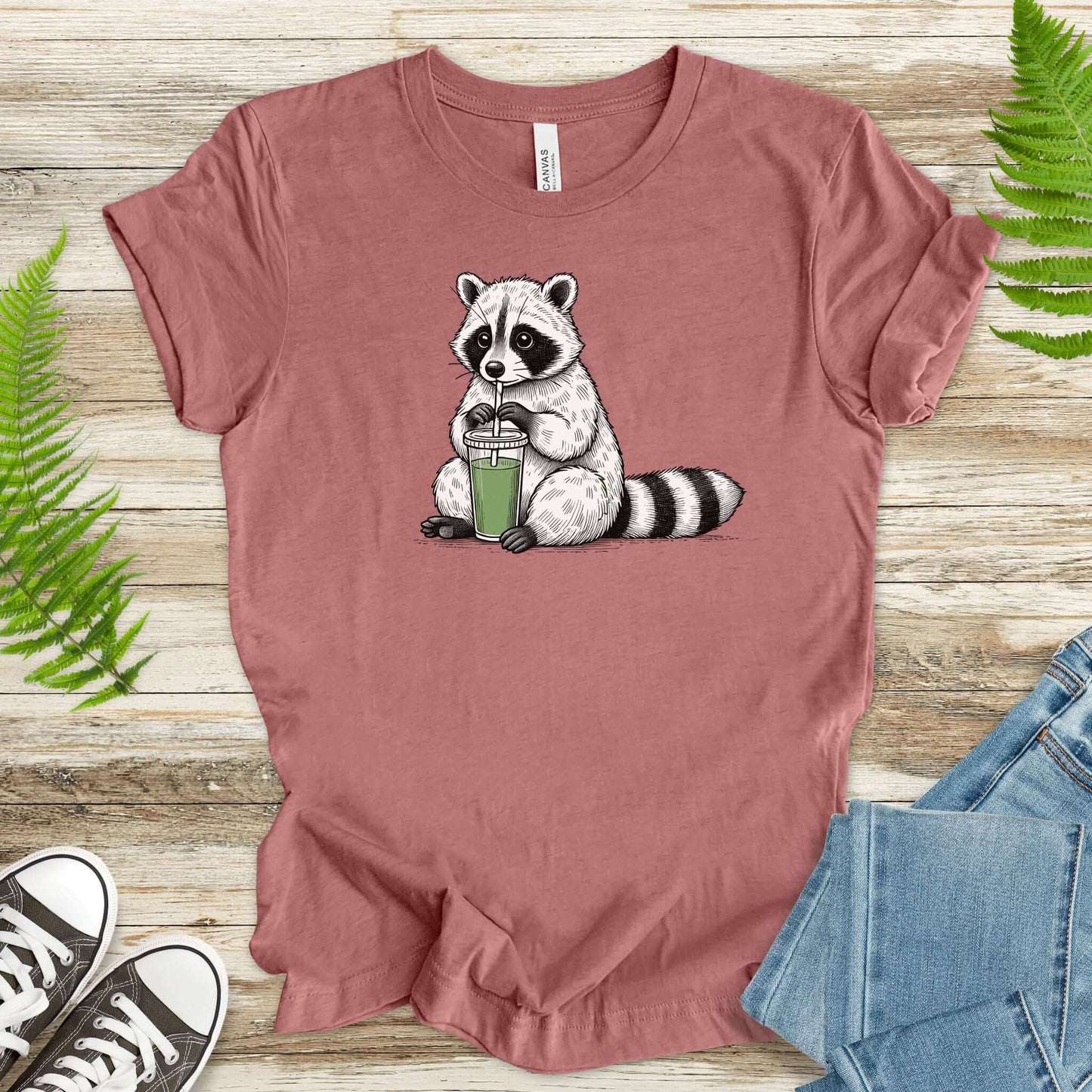 Raccoon Green Smoothie Lover T-Shirt