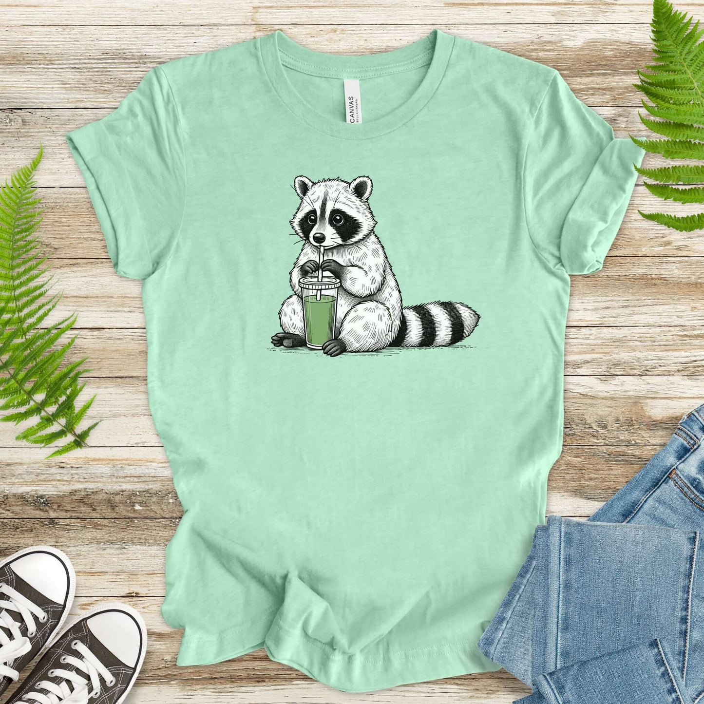 Raccoon Green Smoothie Lover T-Shirt