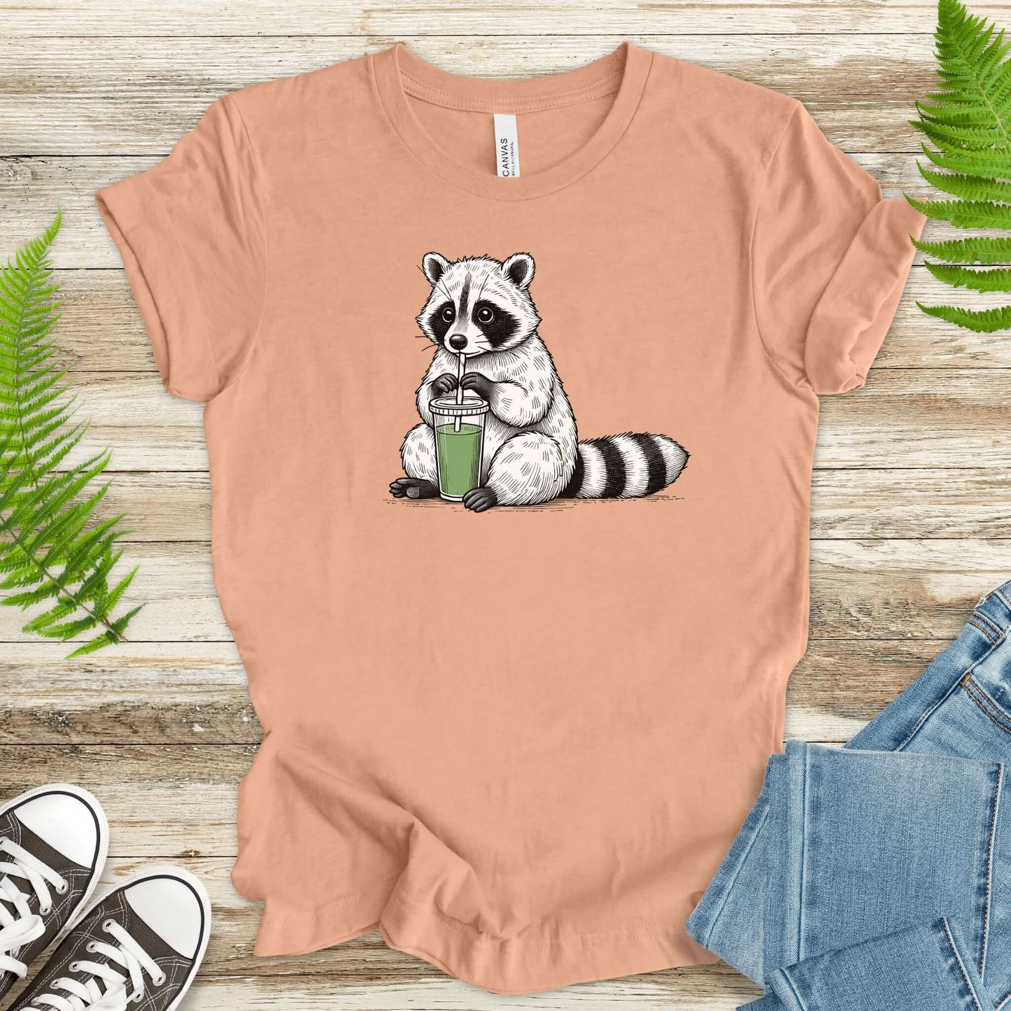 Raccoon Green Smoothie Lover T-Shirt