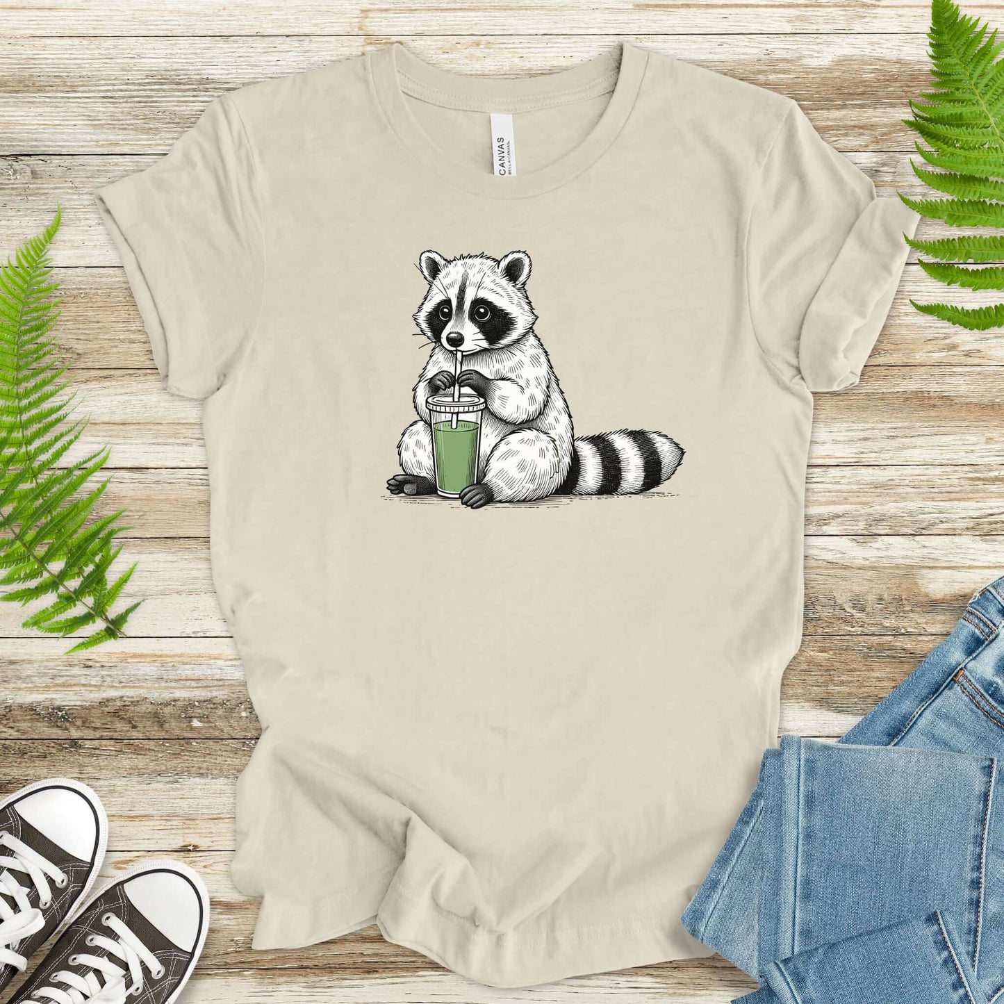 Raccoon Green Smoothie Lover T-Shirt