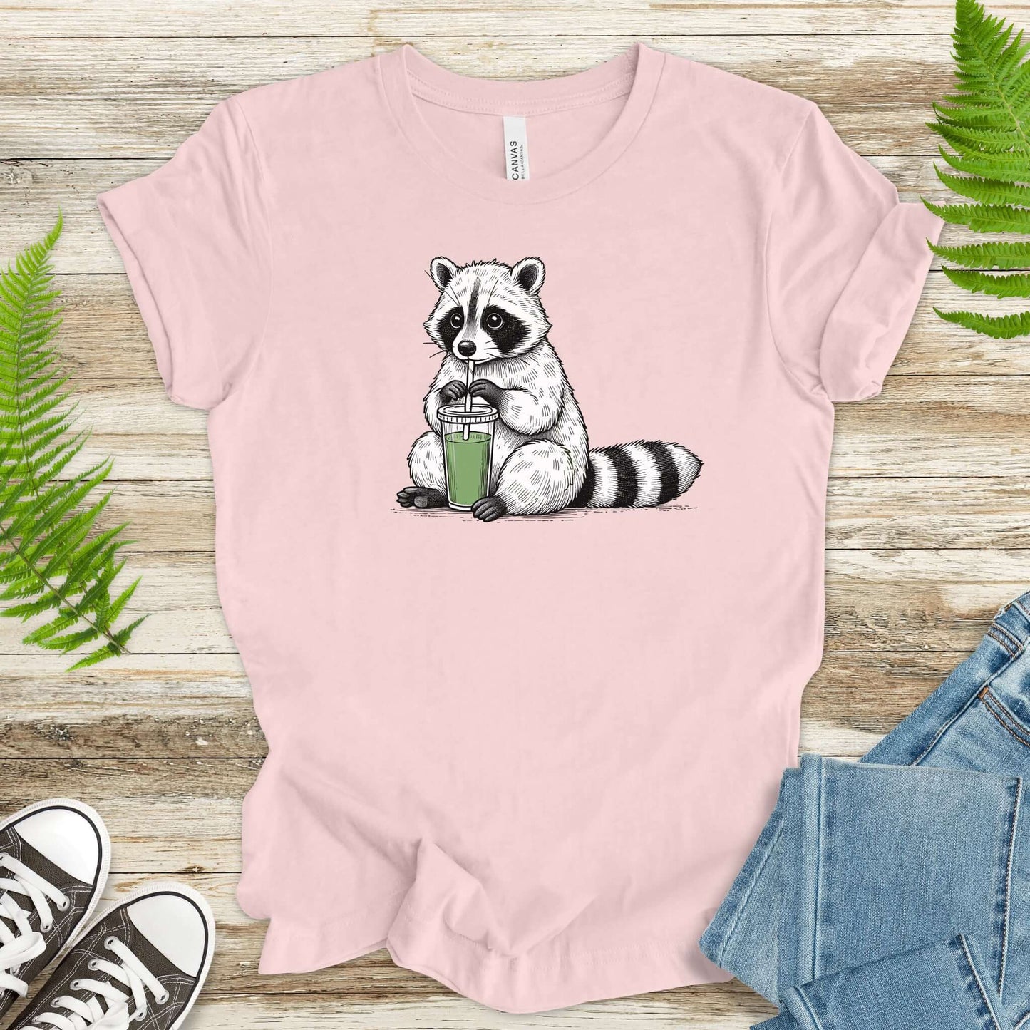 Raccoon Green Smoothie Lover T-Shirt
