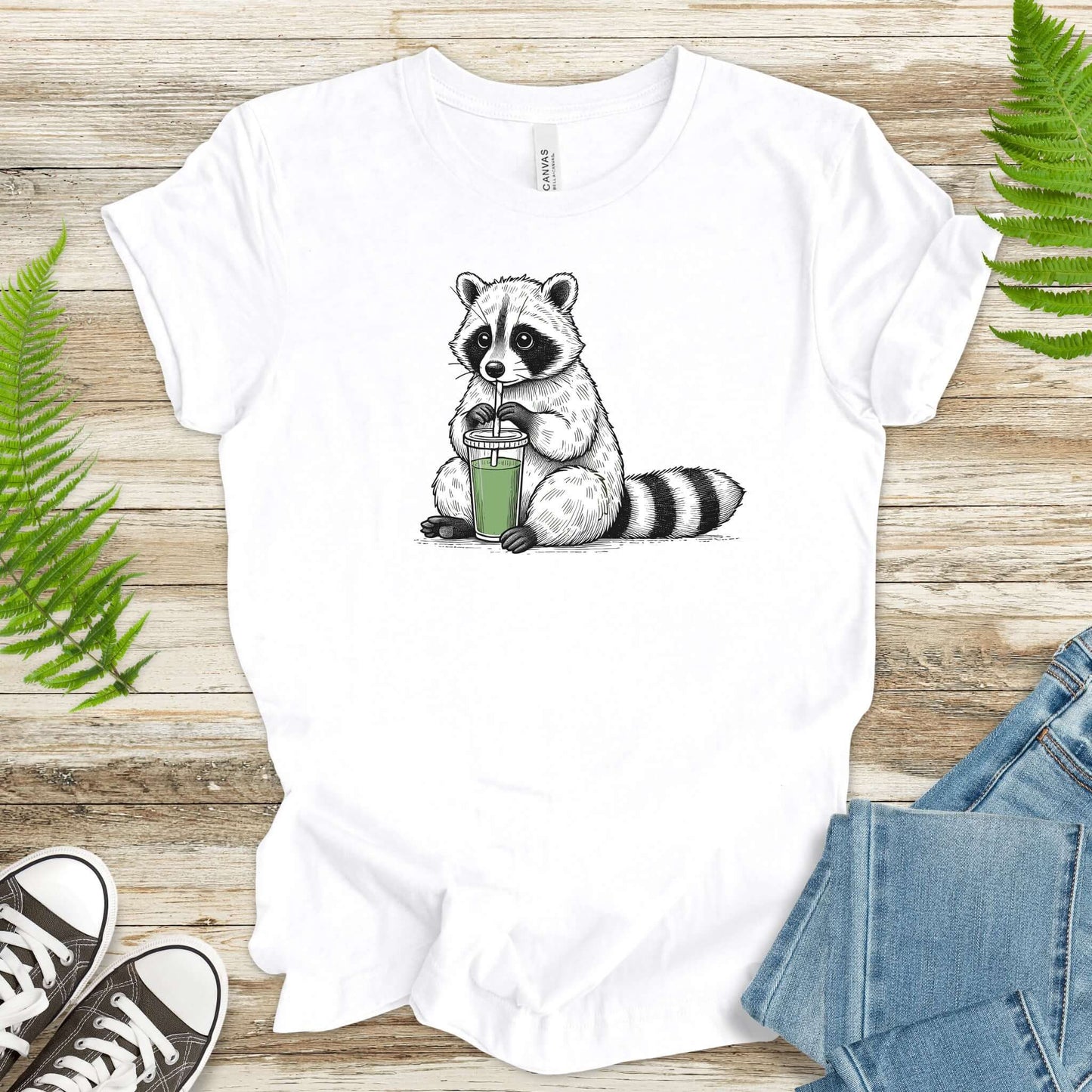 Raccoon Green Smoothie Lover T-Shirt