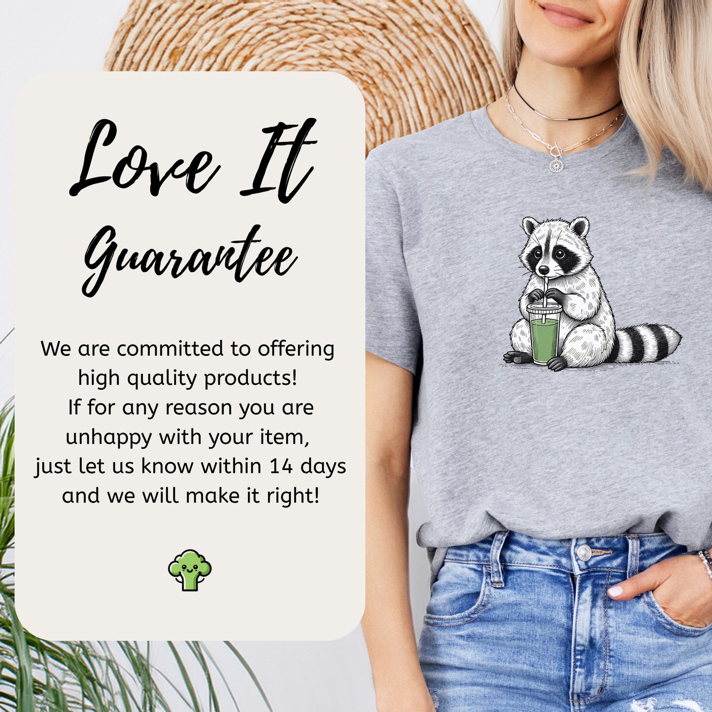 Raccoon Green Smoothie Lover T-Shirt