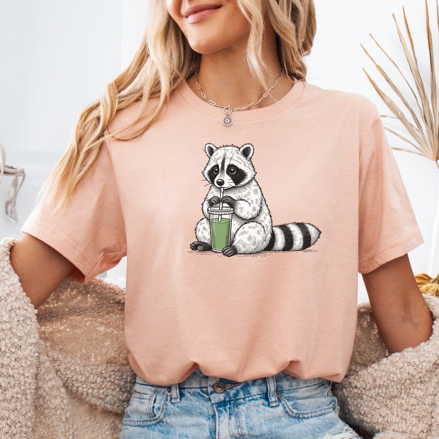 Raccoon Green Smoothie Lover T-Shirt