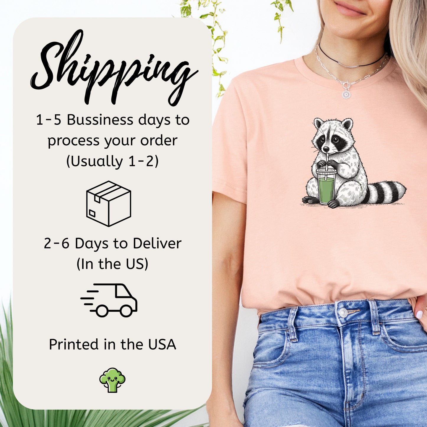 Raccoon Green Smoothie Lover T-Shirt