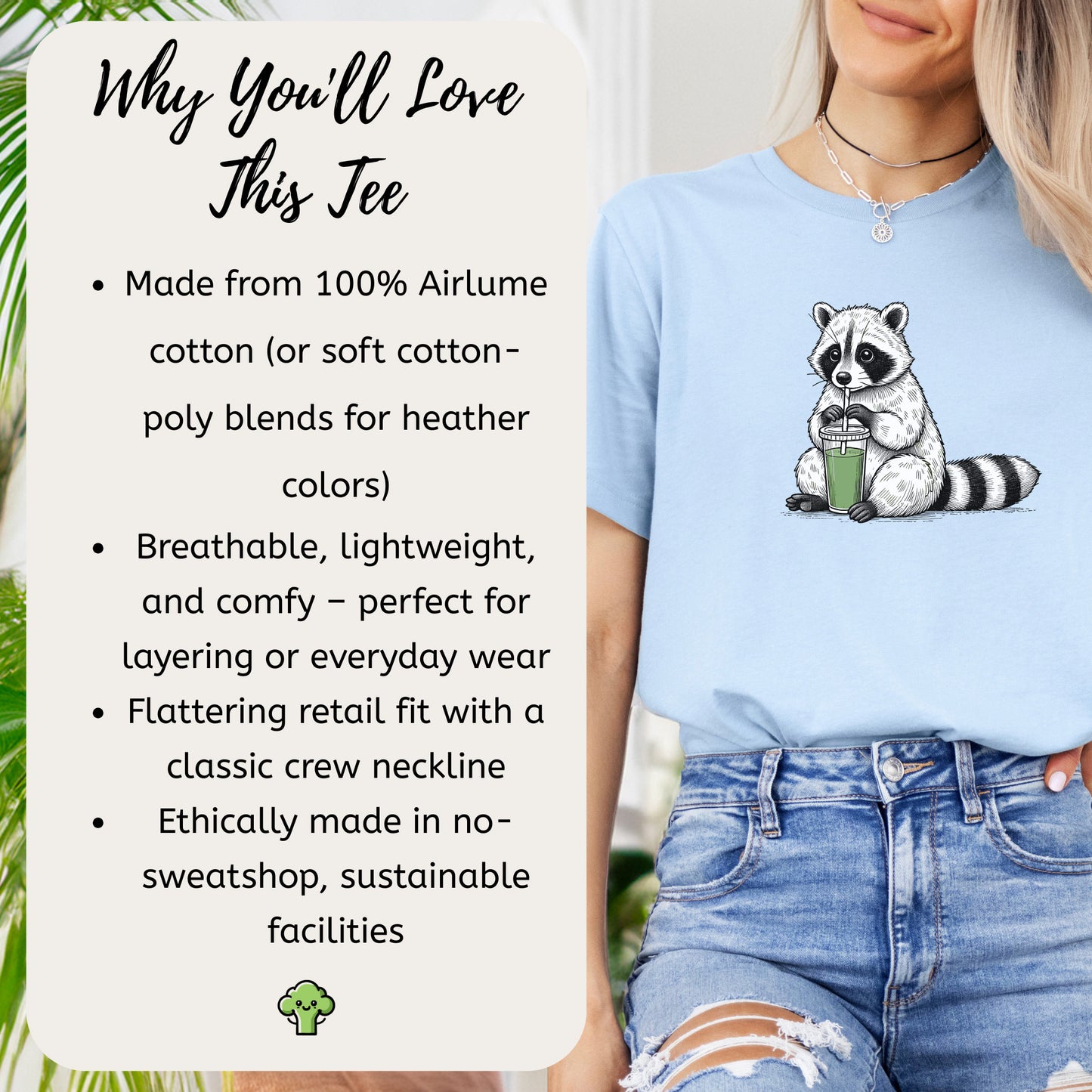 Raccoon Green Smoothie Lover T-Shirt