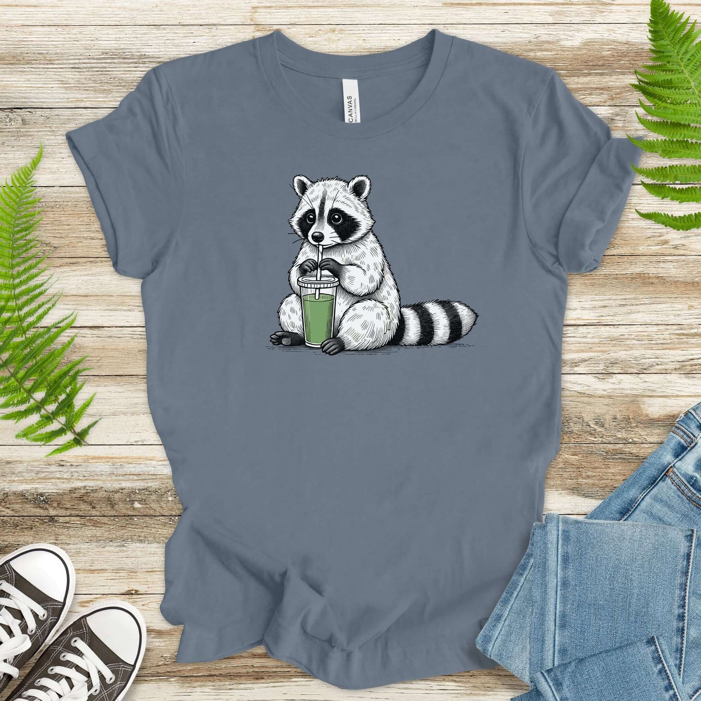 Raccoon Green Smoothie Lover T-Shirt