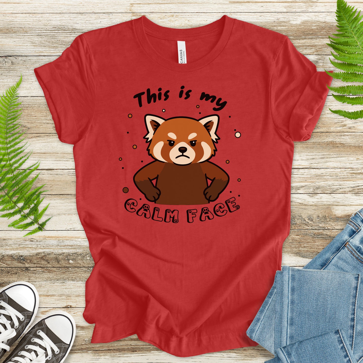 Red Panda Calm Face T-Shirt – Funny Angry Animal Gift Tee
