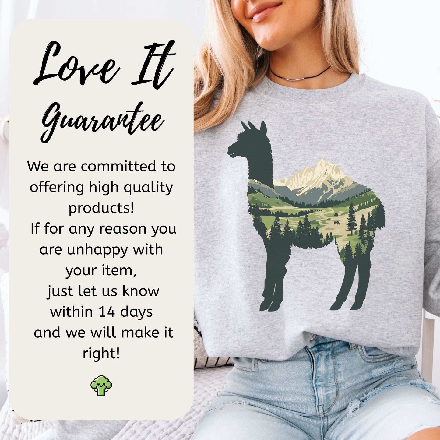 Alpine Alpaca Mountain Sweatshirt – Serene Highland Spirit Animal Design