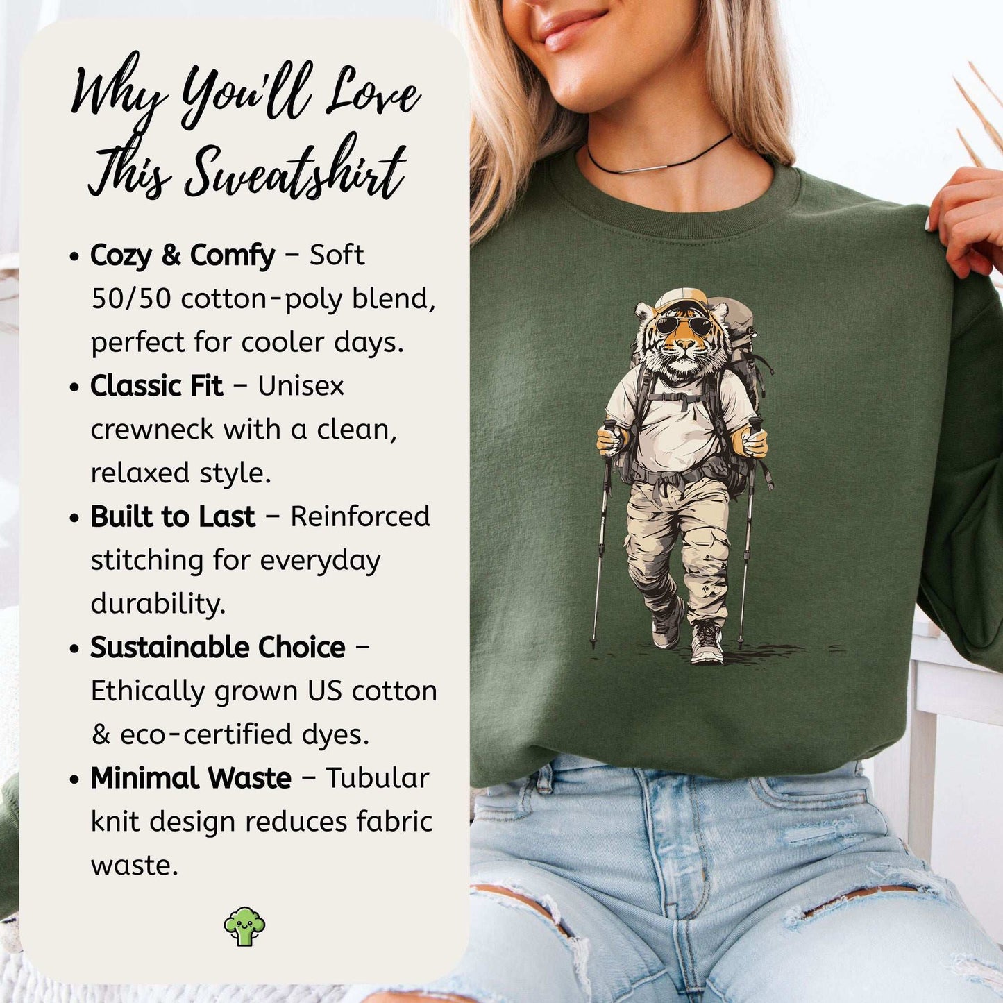 Trailblazing Tiger Hiking Sweatshirt – Fearless Explorer Vibes for the Wild at Heart