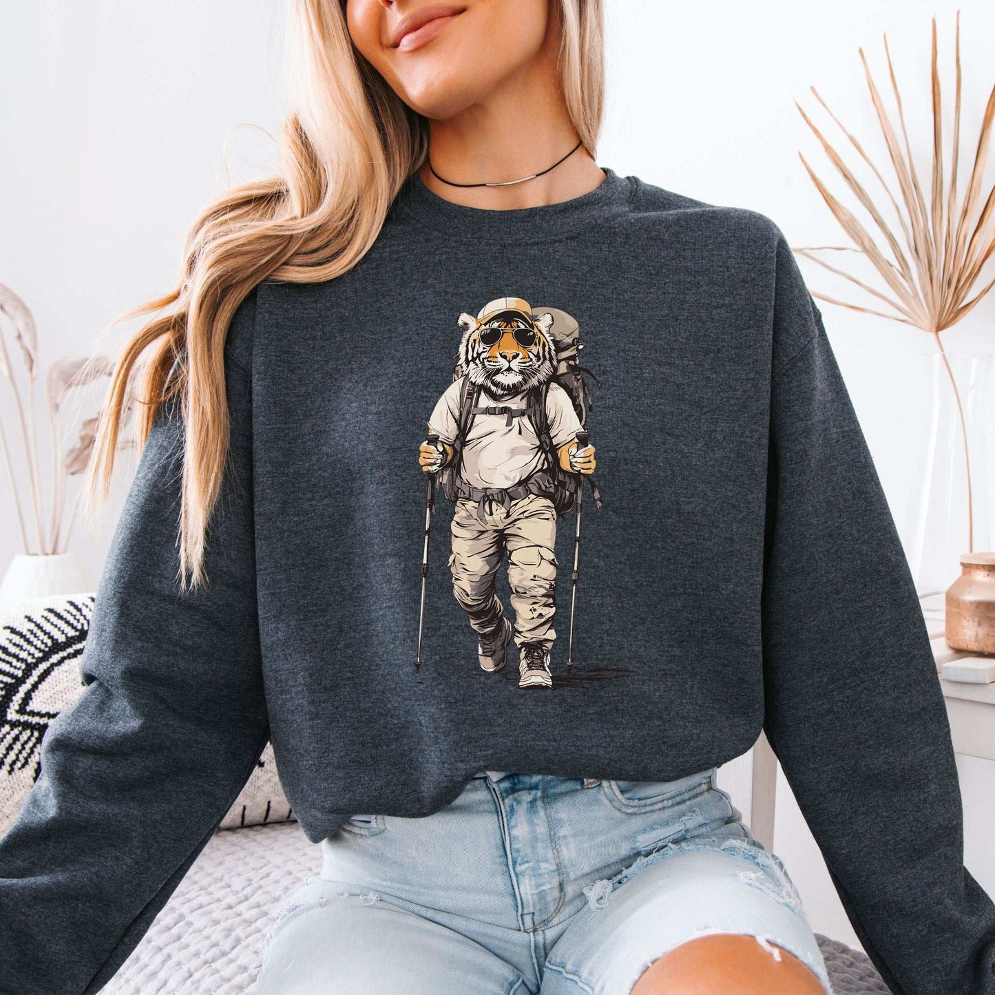 Trailblazing Tiger Hiking Sweatshirt – Fearless Explorer Vibes for the Wild at Heart