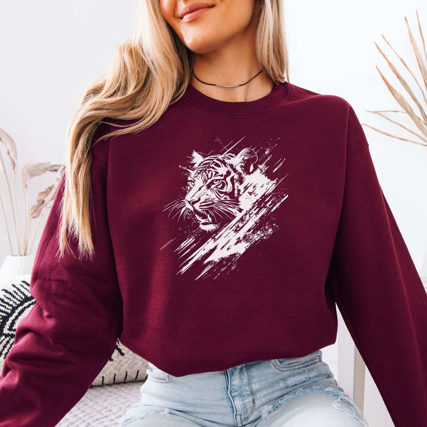 Wild Tiger Sketch Sweatshirt – Fierce Minimalist Spirit Animal Design