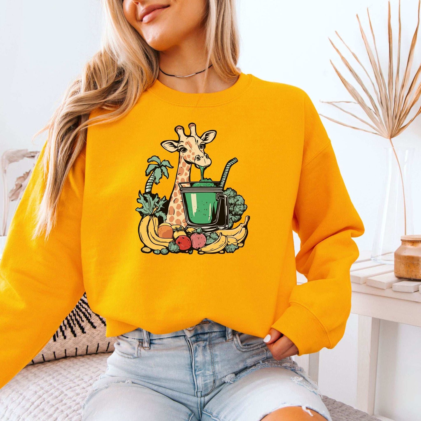 Giraffe Smoothie Sweatshirt – Tropical Quirk & Cozy Charm