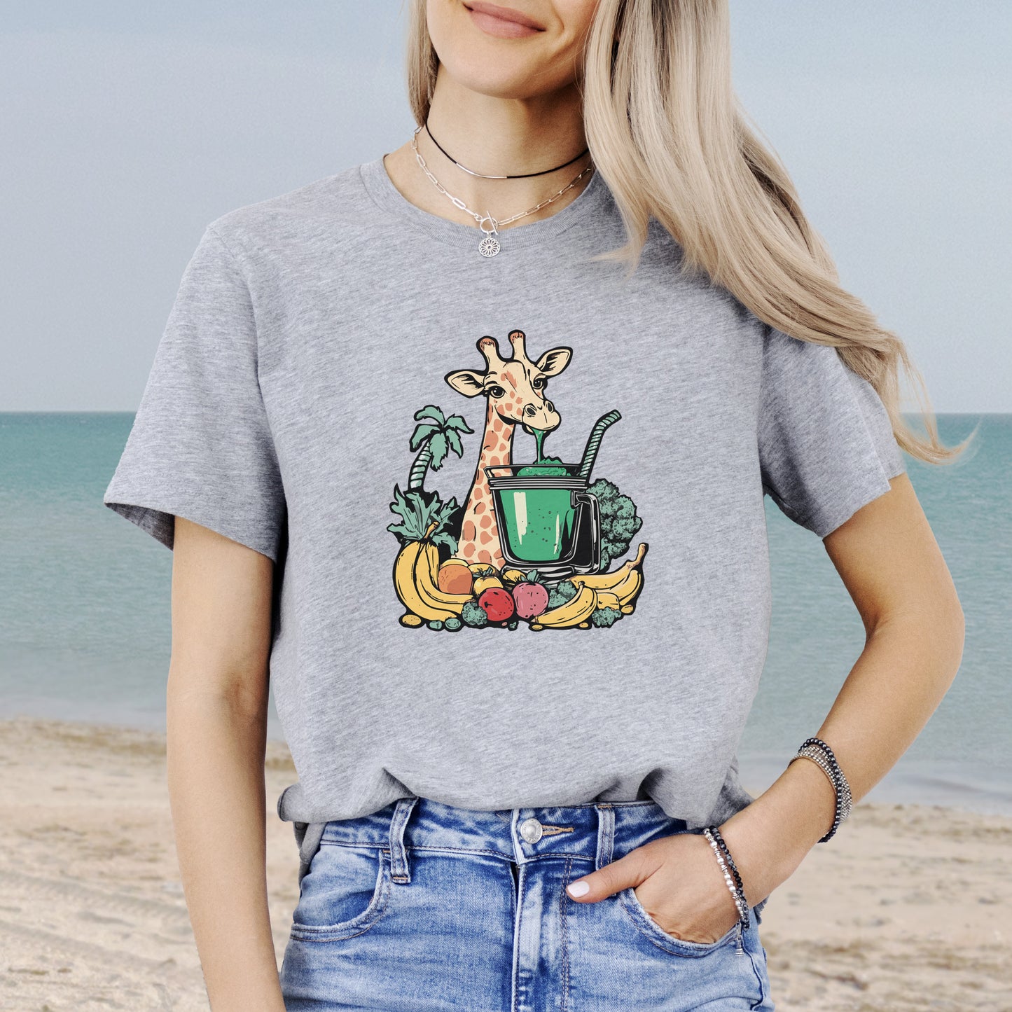 Giraffe Drinking Green Smoothie T-Shirt