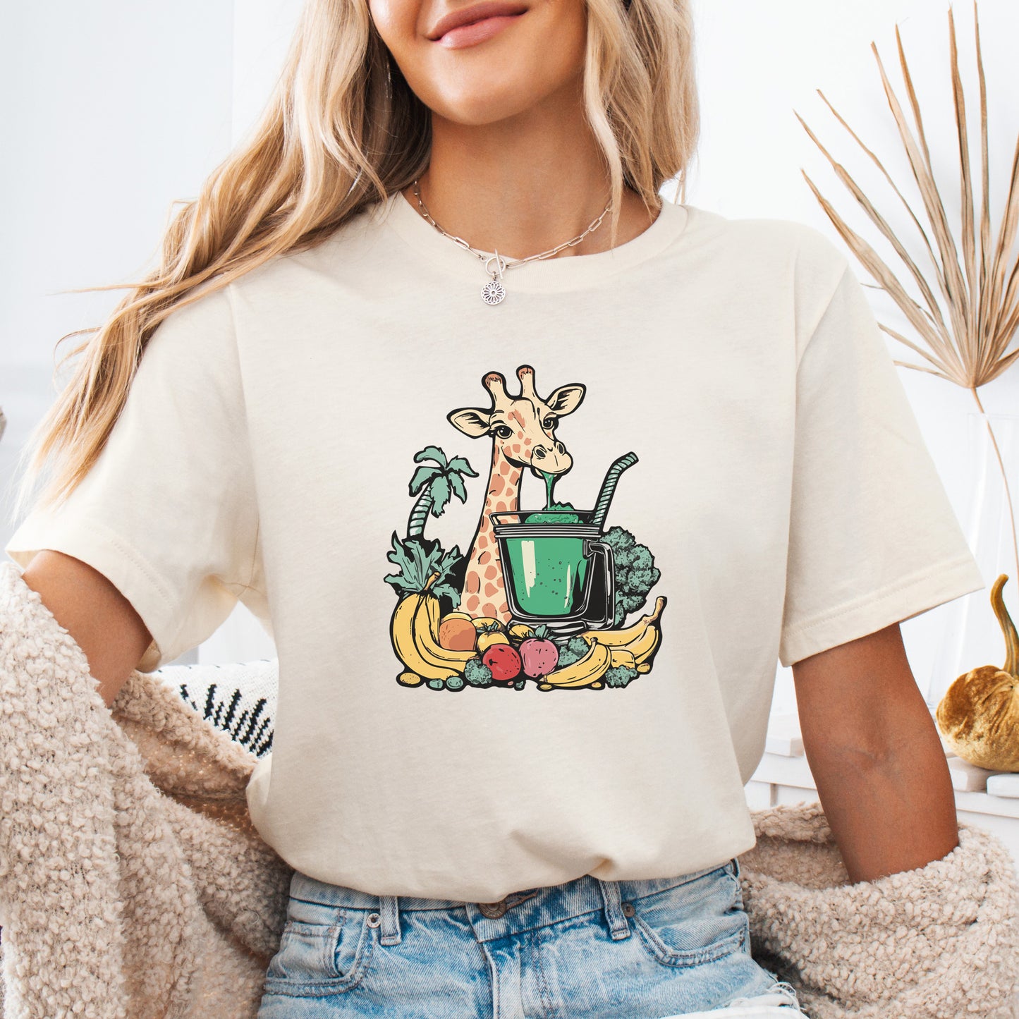 Giraffe Drinking Green Smoothie T-Shirt