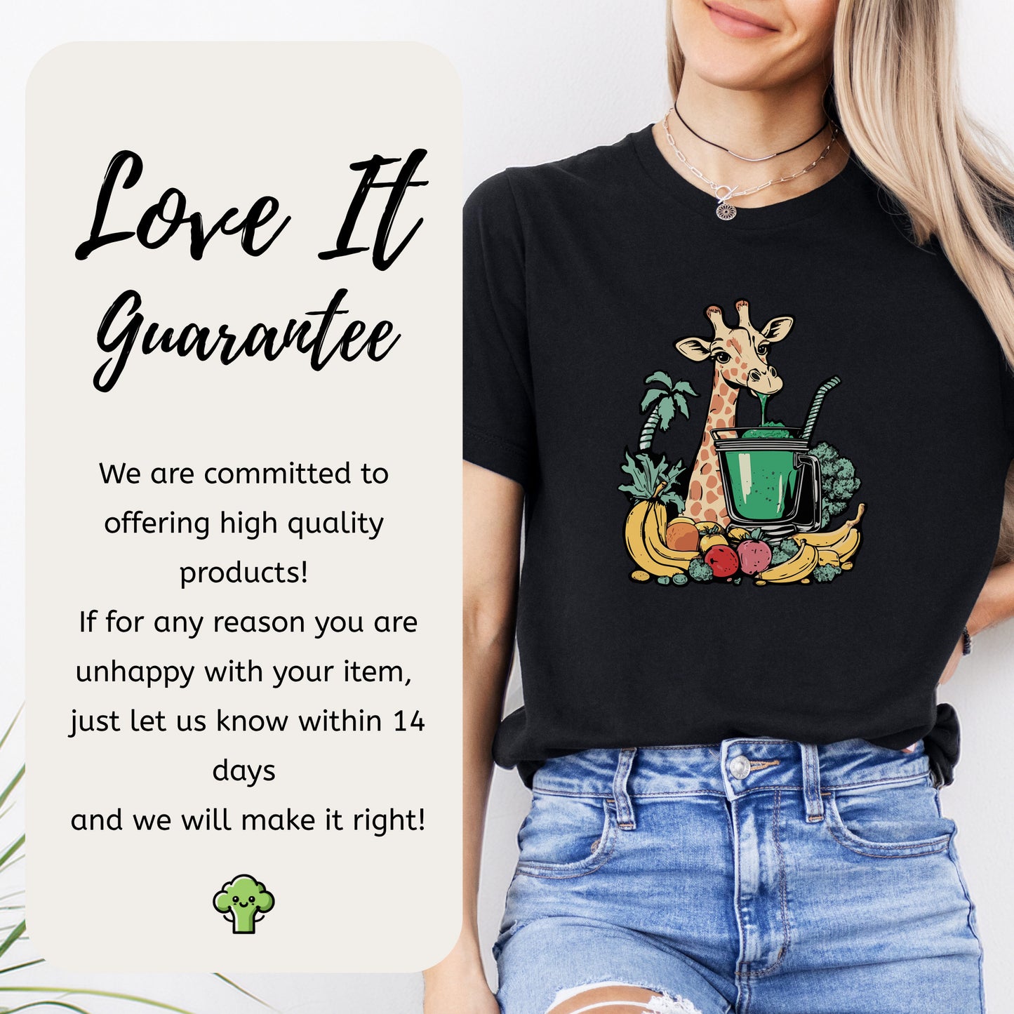 Giraffe Drinking Green Smoothie T-Shirt