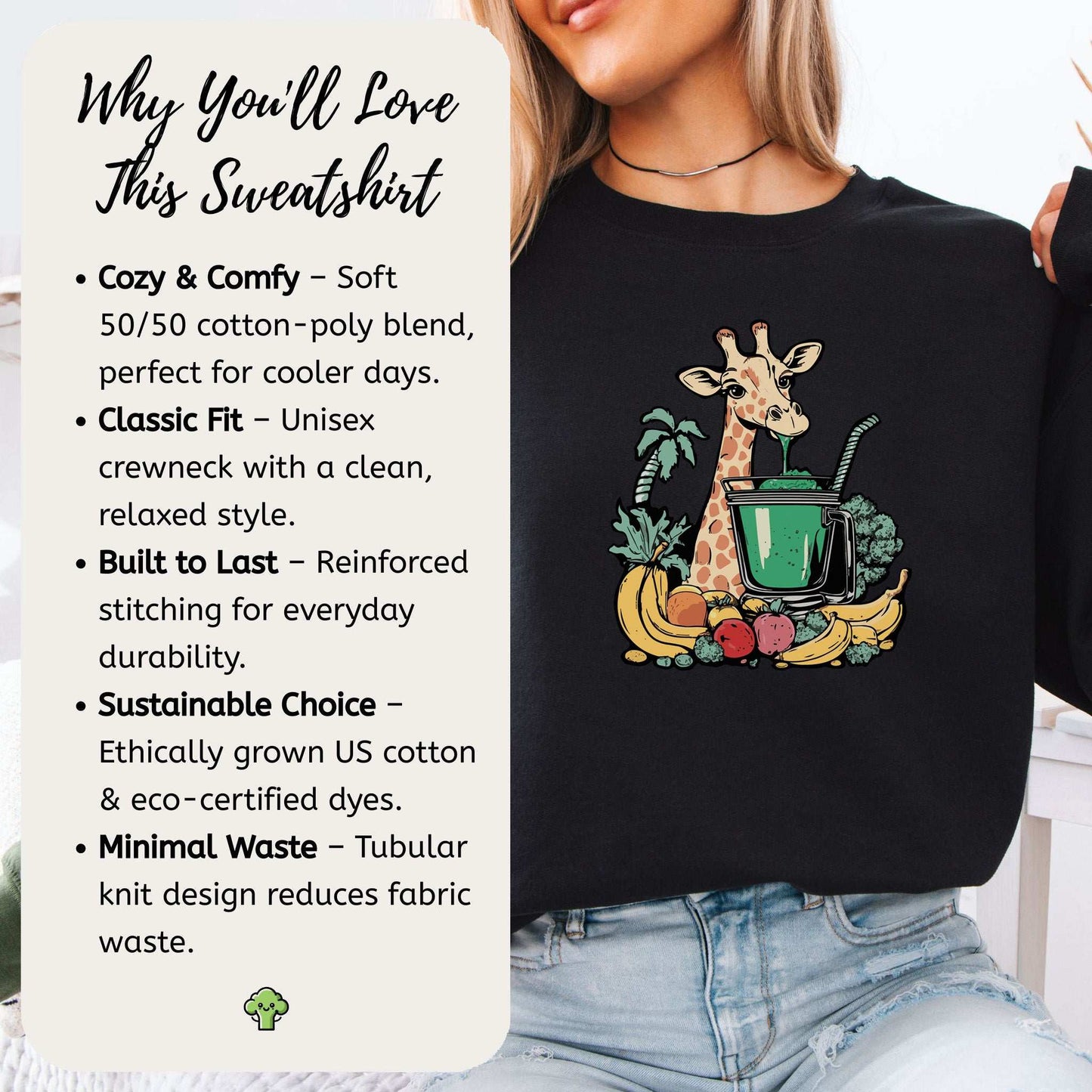 Giraffe Smoothie Sweatshirt – Tropical Quirk & Cozy Charm