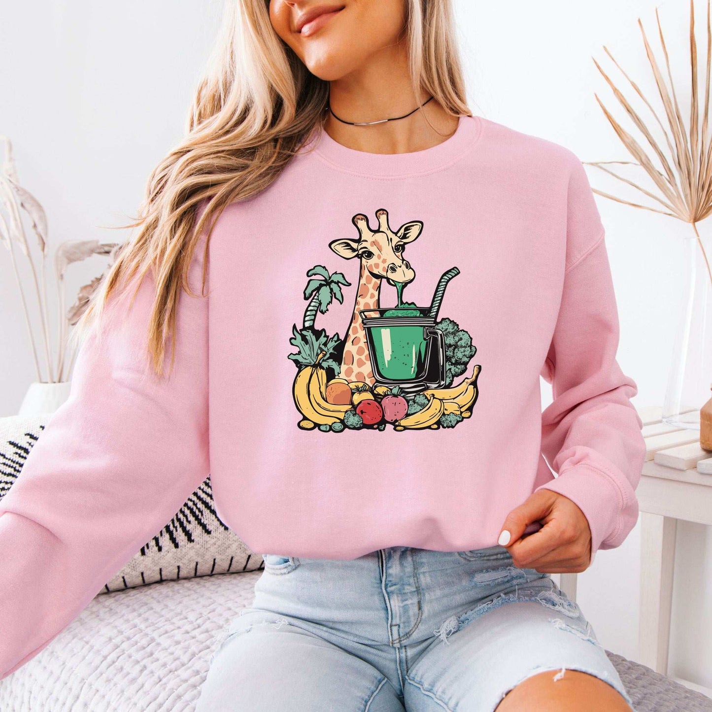 Giraffe Smoothie Sweatshirt – Tropical Quirk & Cozy Charm