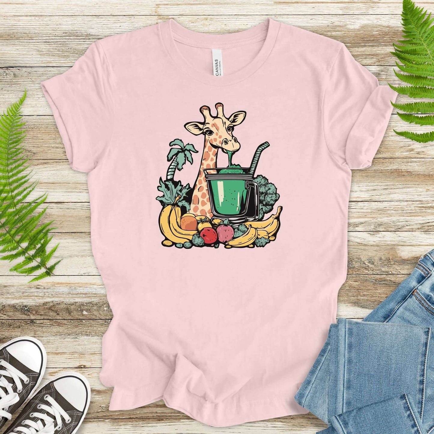 Giraffe Drinking Green Smoothie T-Shirt
