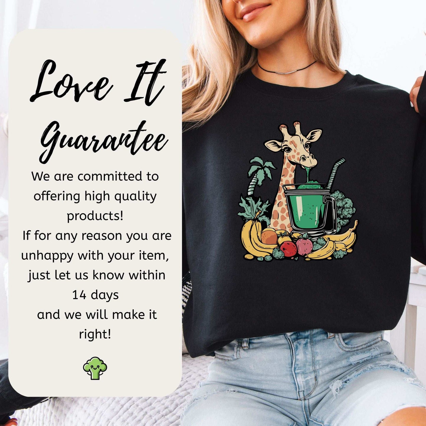 Giraffe Smoothie Sweatshirt – Tropical Quirk & Cozy Charm
