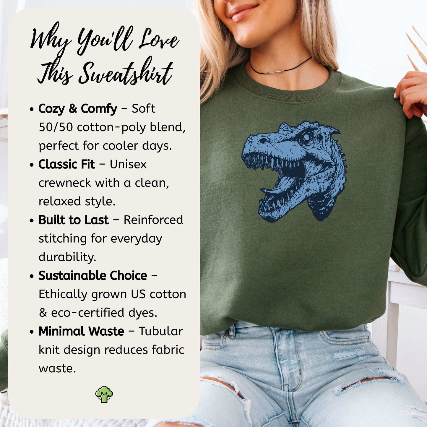 Retro T-Rex Sweatshirt – Edgy Jurassic Nostalgia for Dino Lovers