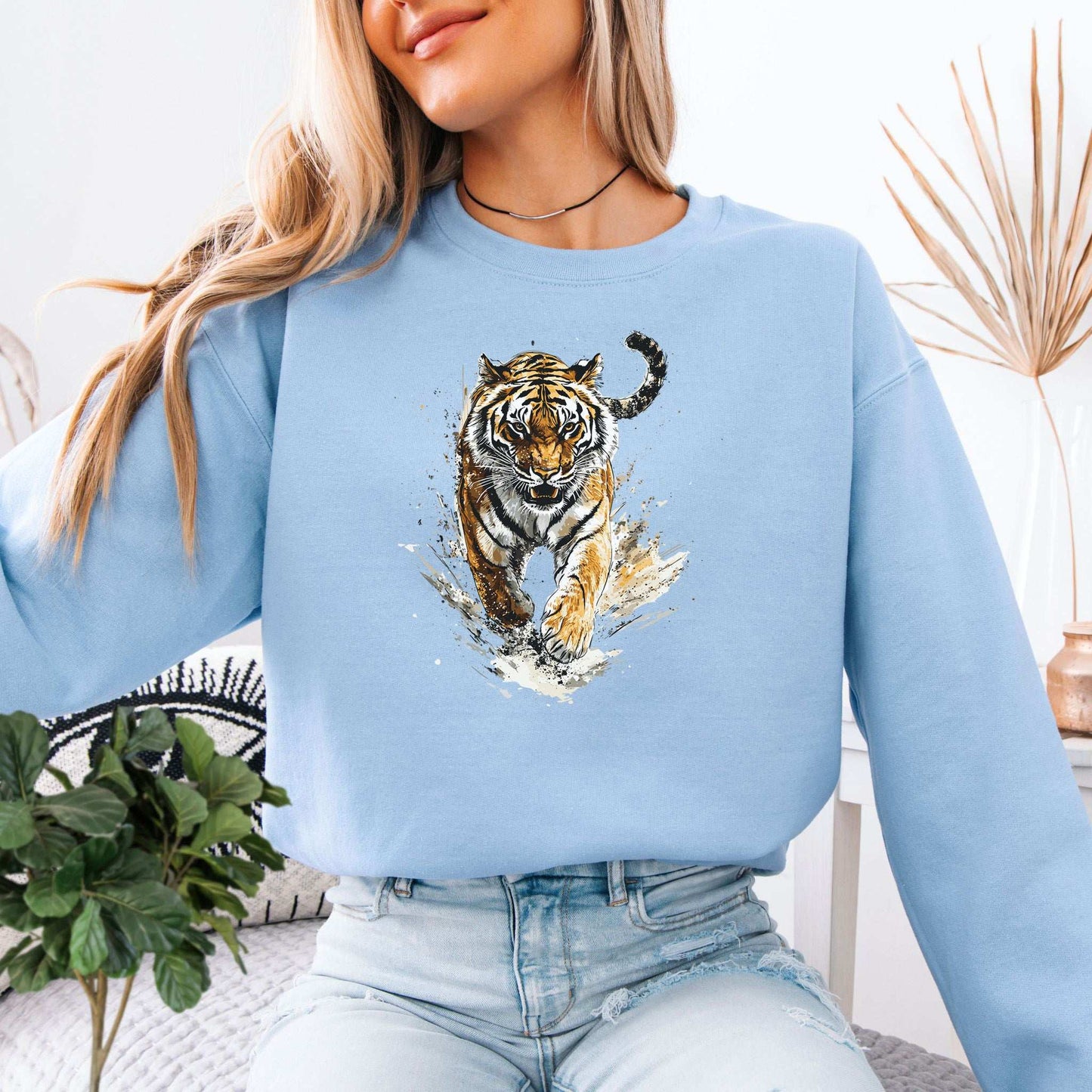 Wild Tiger Watercolor Sweatshirt – Artistic Jungle Power