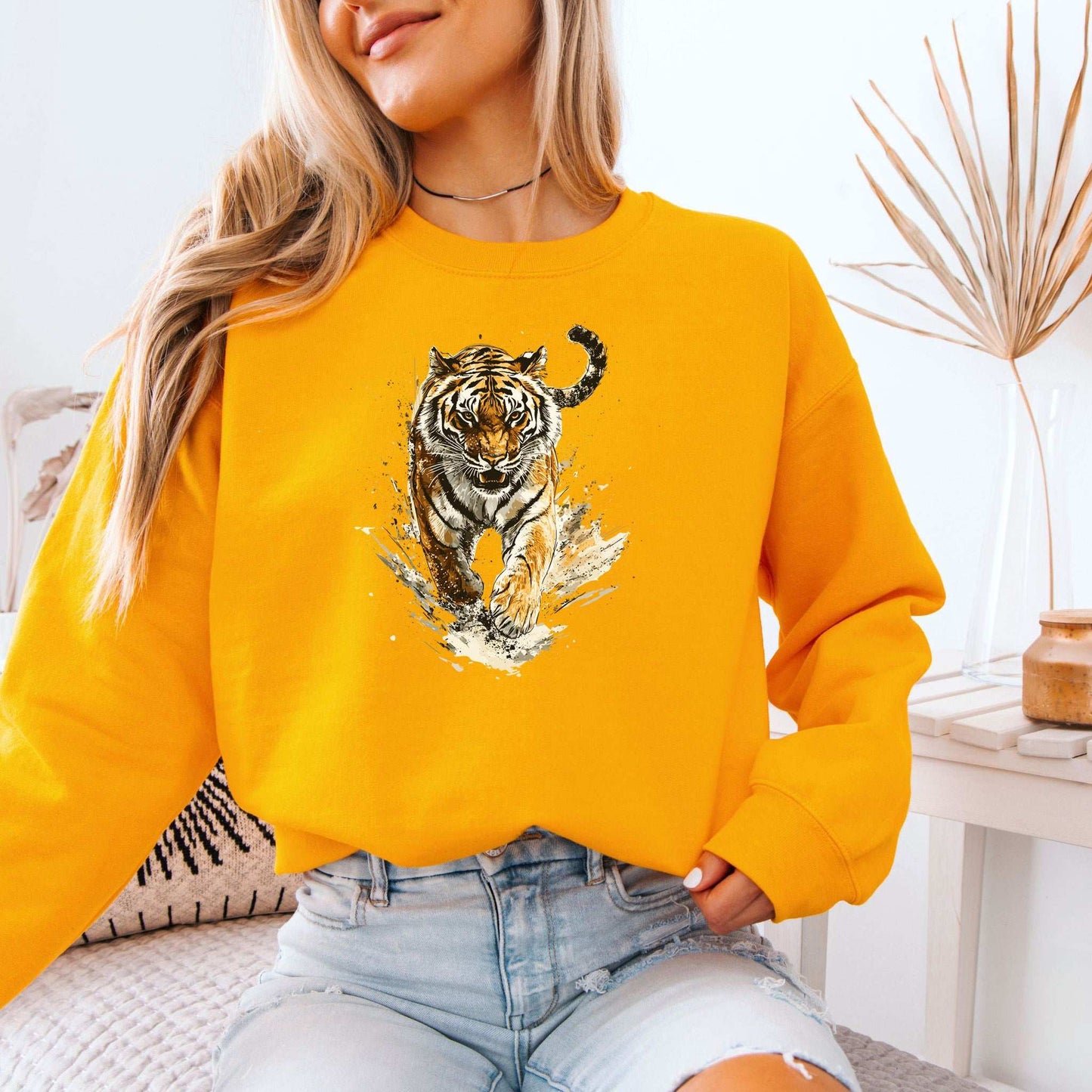 Wild Tiger Watercolor Sweatshirt – Artistic Jungle Power