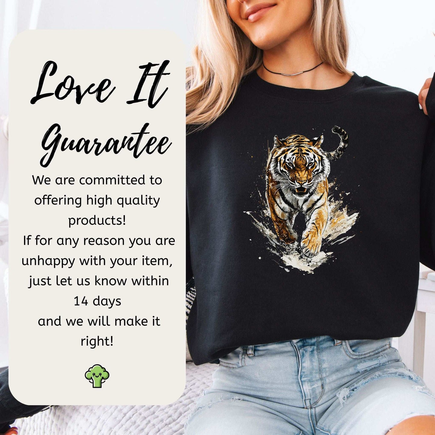 Wild Tiger Watercolor Sweatshirt – Artistic Jungle Power