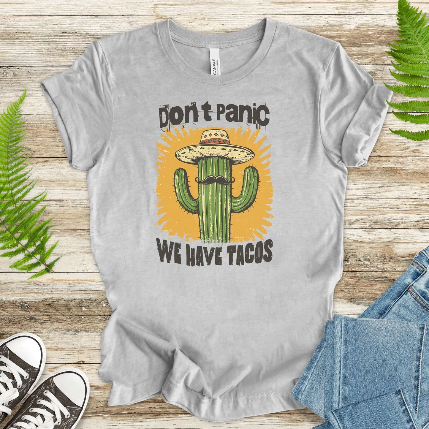 Funny Mustache Cactus Taco T-Shirt