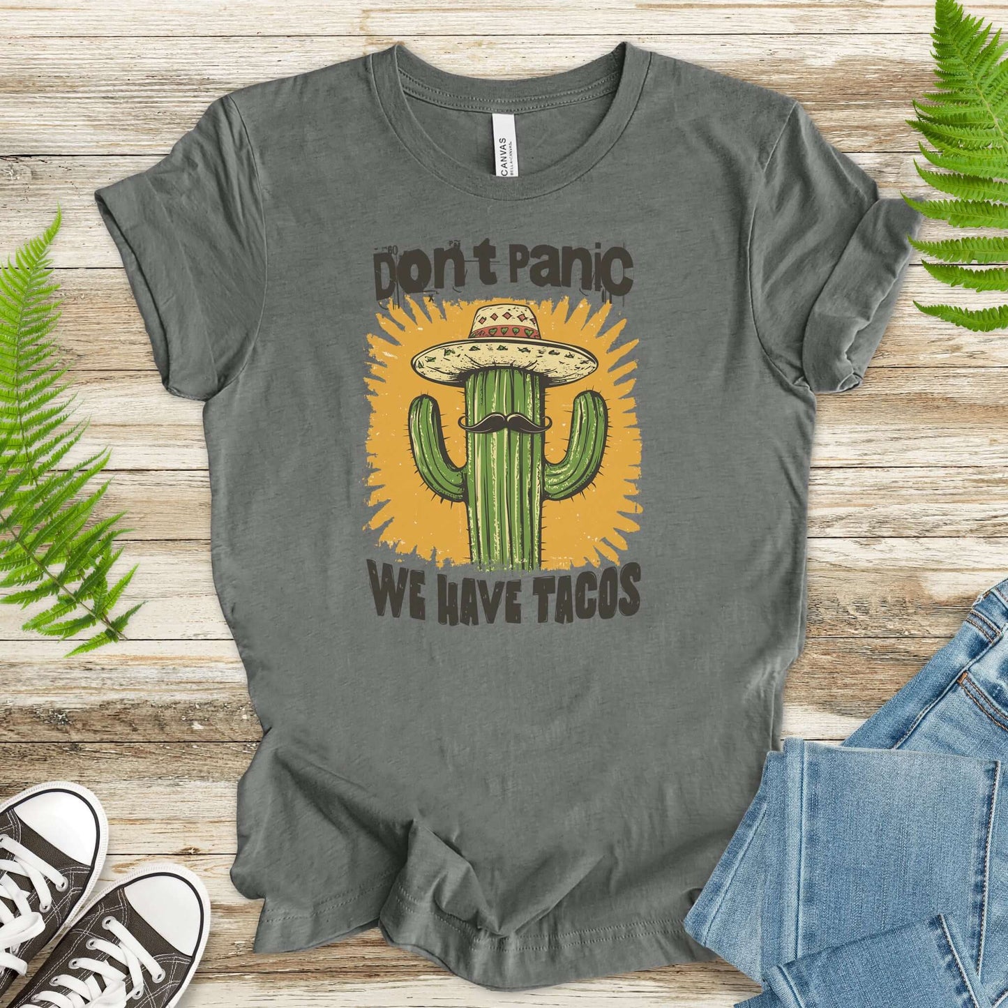 Funny Mustache Cactus Taco T-Shirt