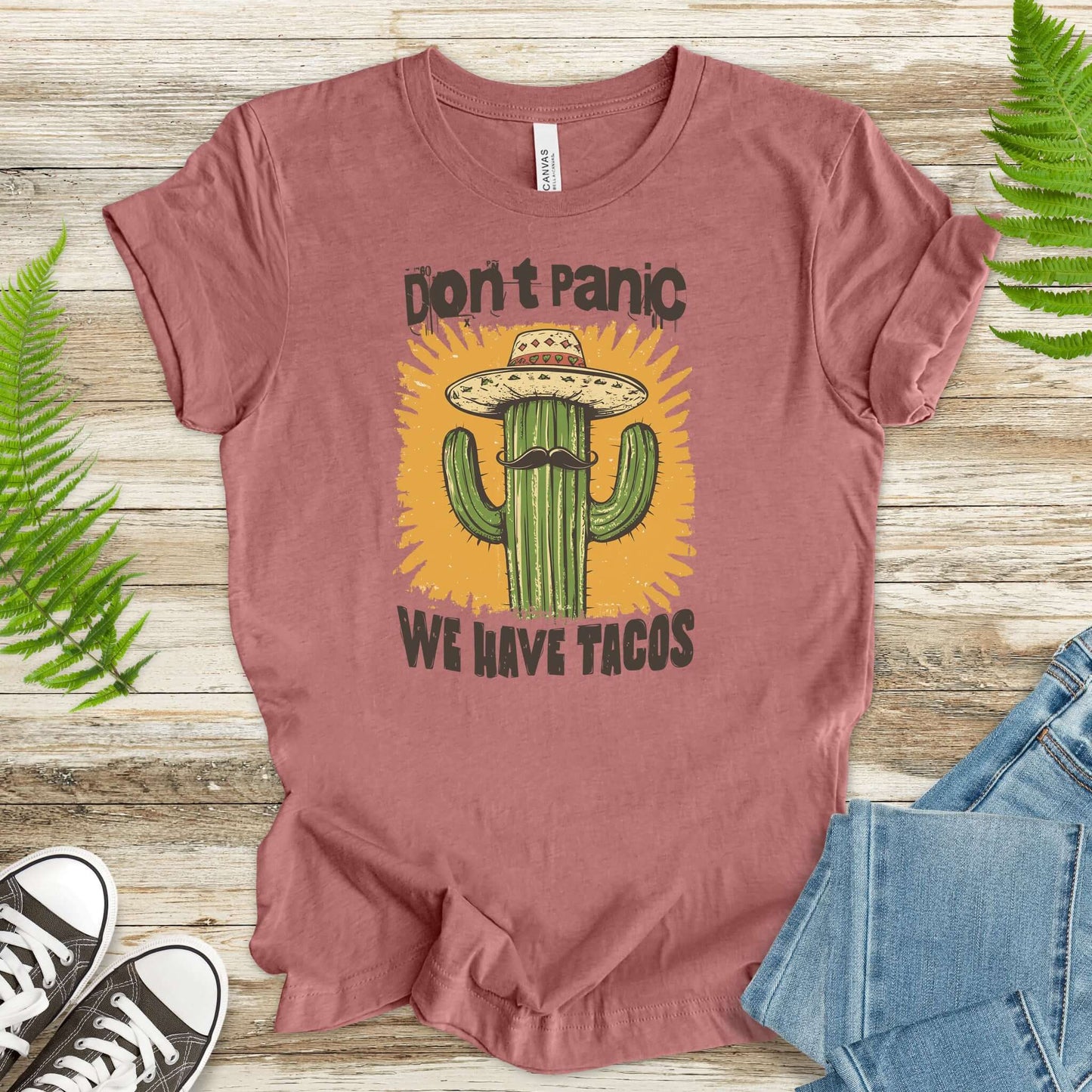 Funny Mustache Cactus Taco T-Shirt