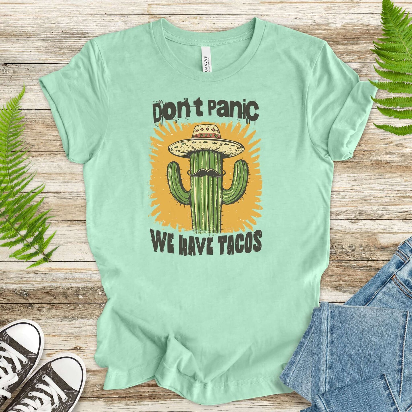 Funny Mustache Cactus Taco T-Shirt