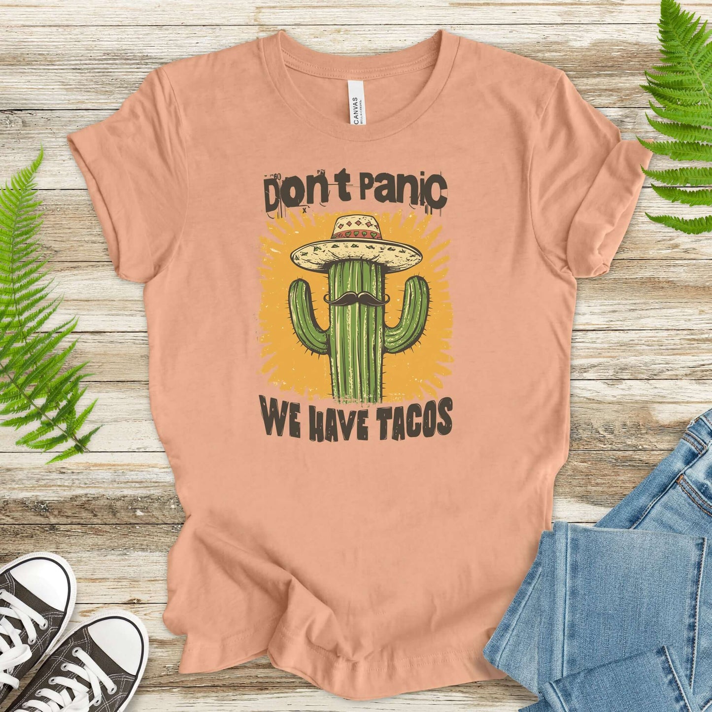 Funny Mustache Cactus Taco T-Shirt