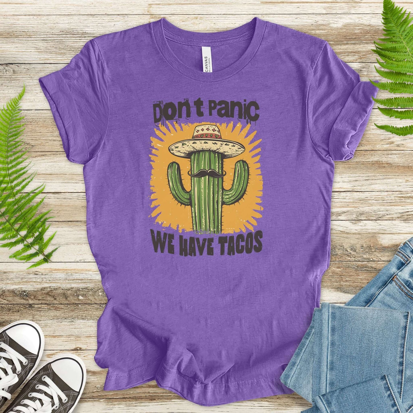 Funny Mustache Cactus Taco T-Shirt