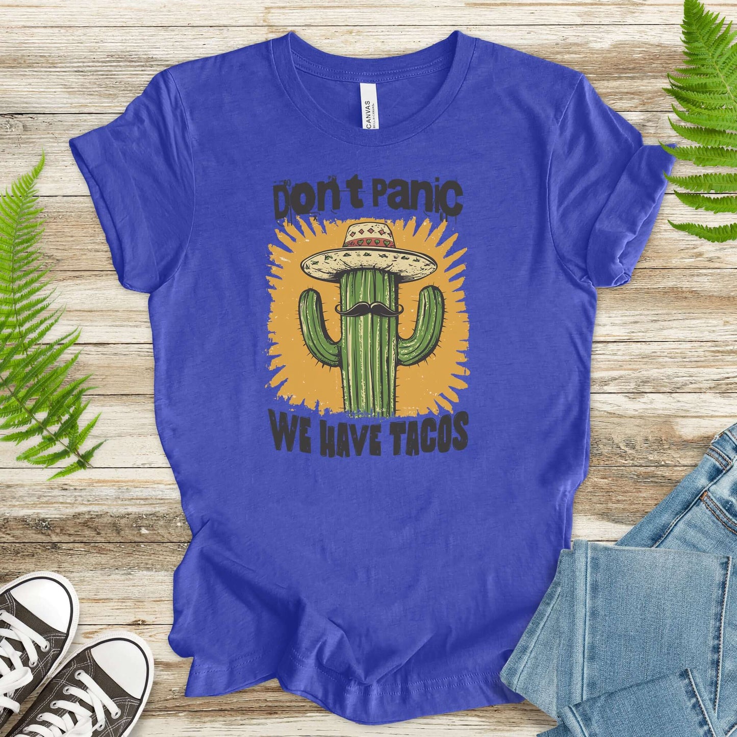 Funny Mustache Cactus Taco T-Shirt