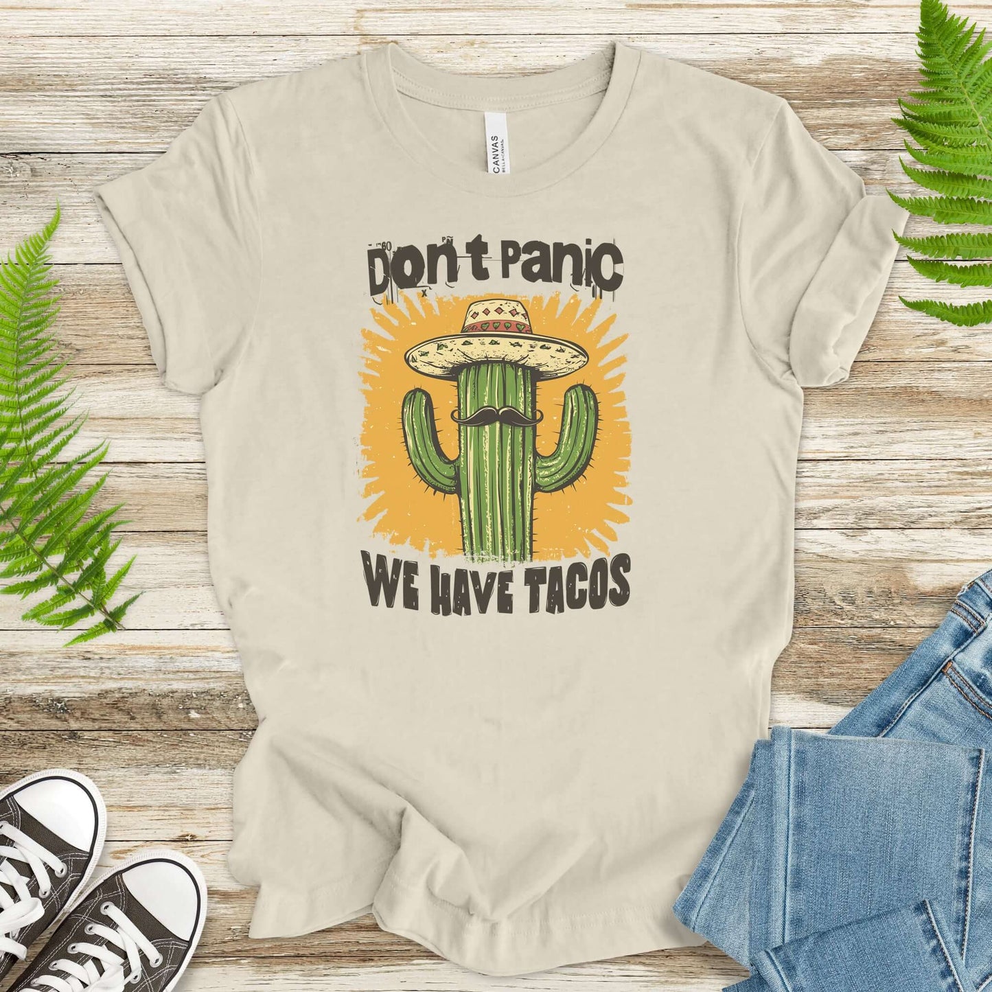 Funny Mustache Cactus Taco T-Shirt