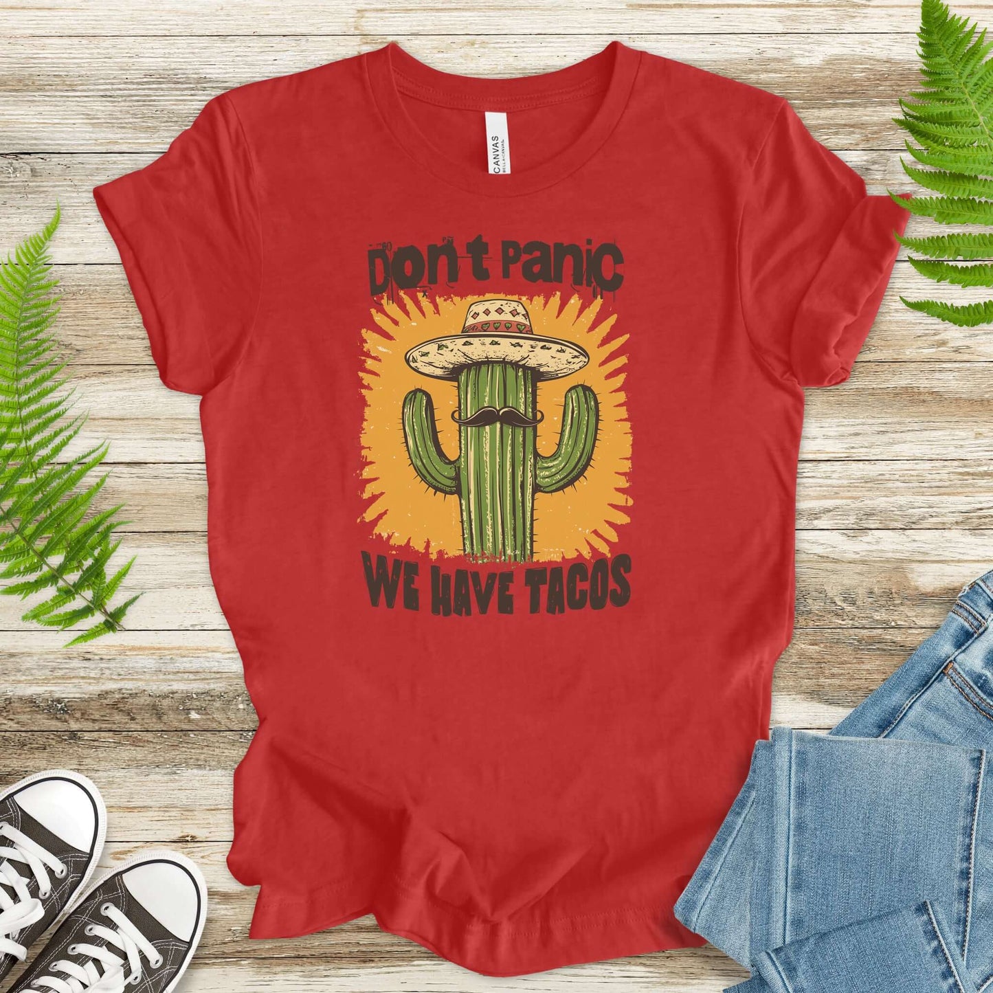 Funny Mustache Cactus Taco T-Shirt