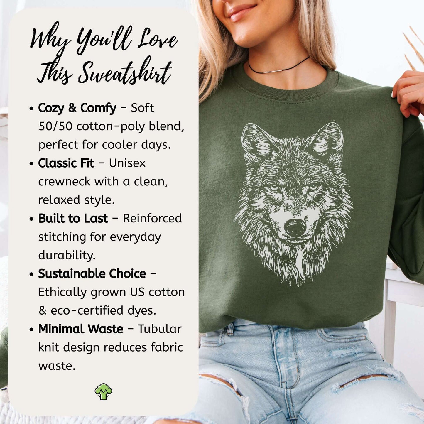 Wild Spirit Wolf Sweatshirt – Mystical Nature Graphic for Wolf Lovers