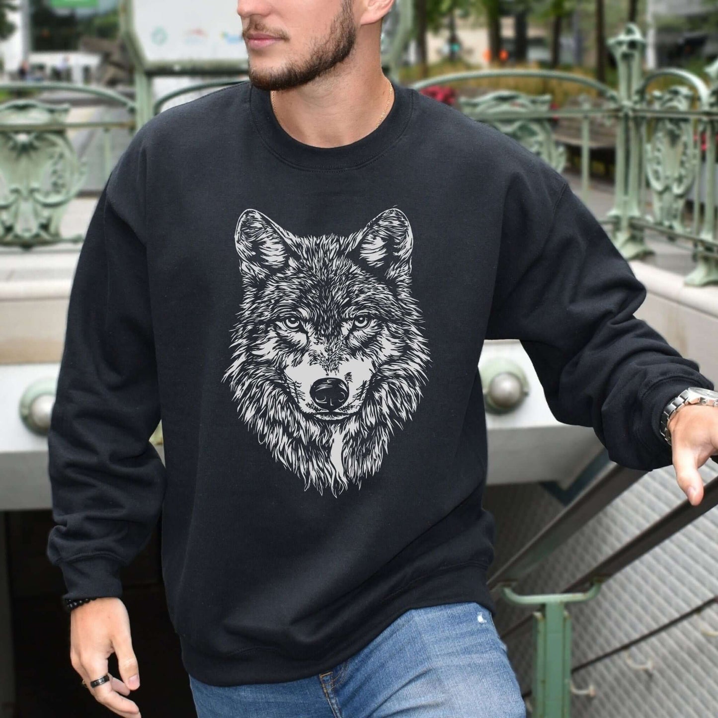 Wild Spirit Wolf Sweatshirt – Mystical Nature Graphic for Wolf Lovers