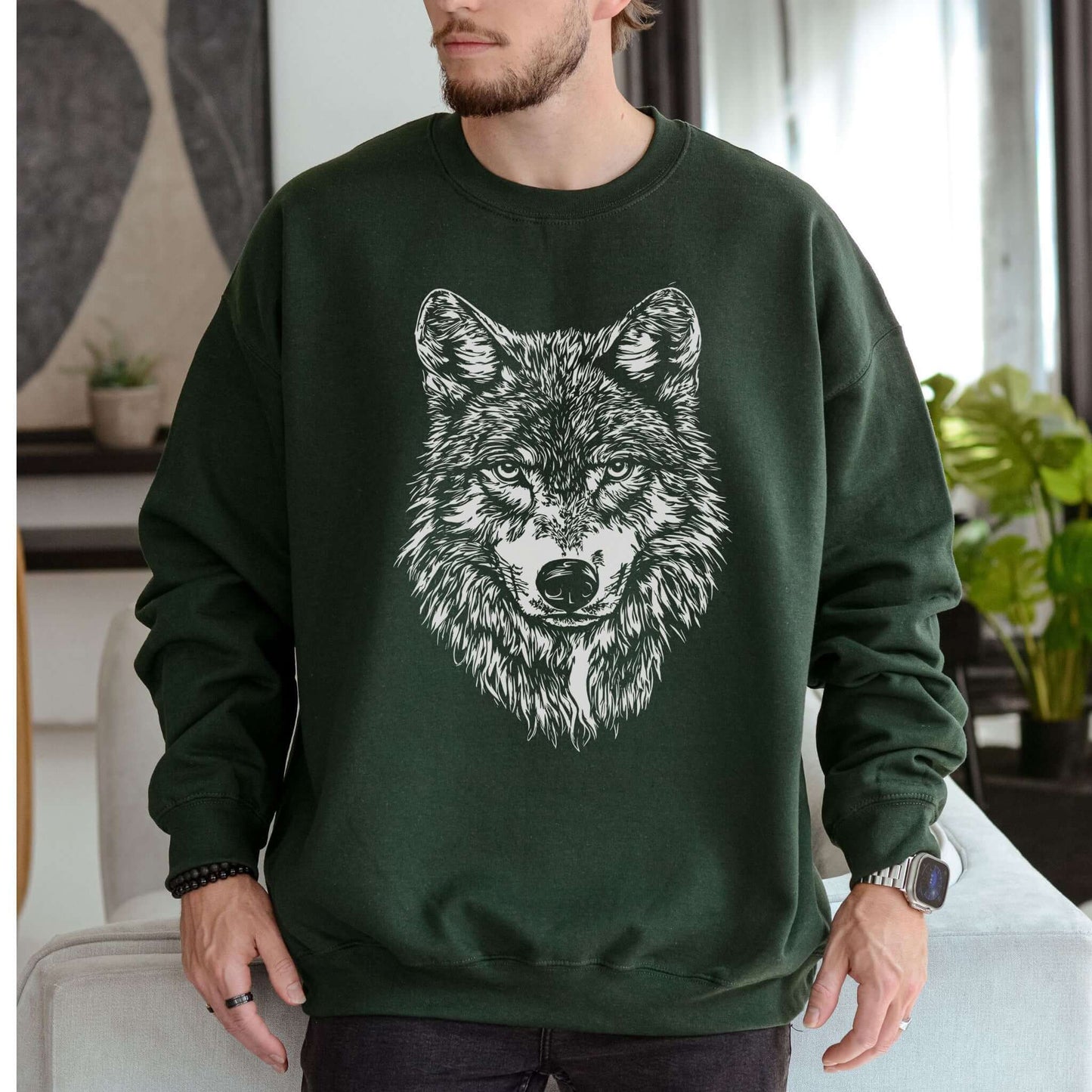 Wild Spirit Wolf Sweatshirt – Mystical Nature Graphic for Wolf Lovers