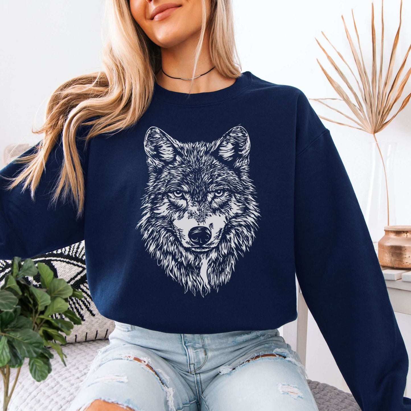 Wild Spirit Wolf Sweatshirt – Mystical Nature Graphic for Wolf Lovers