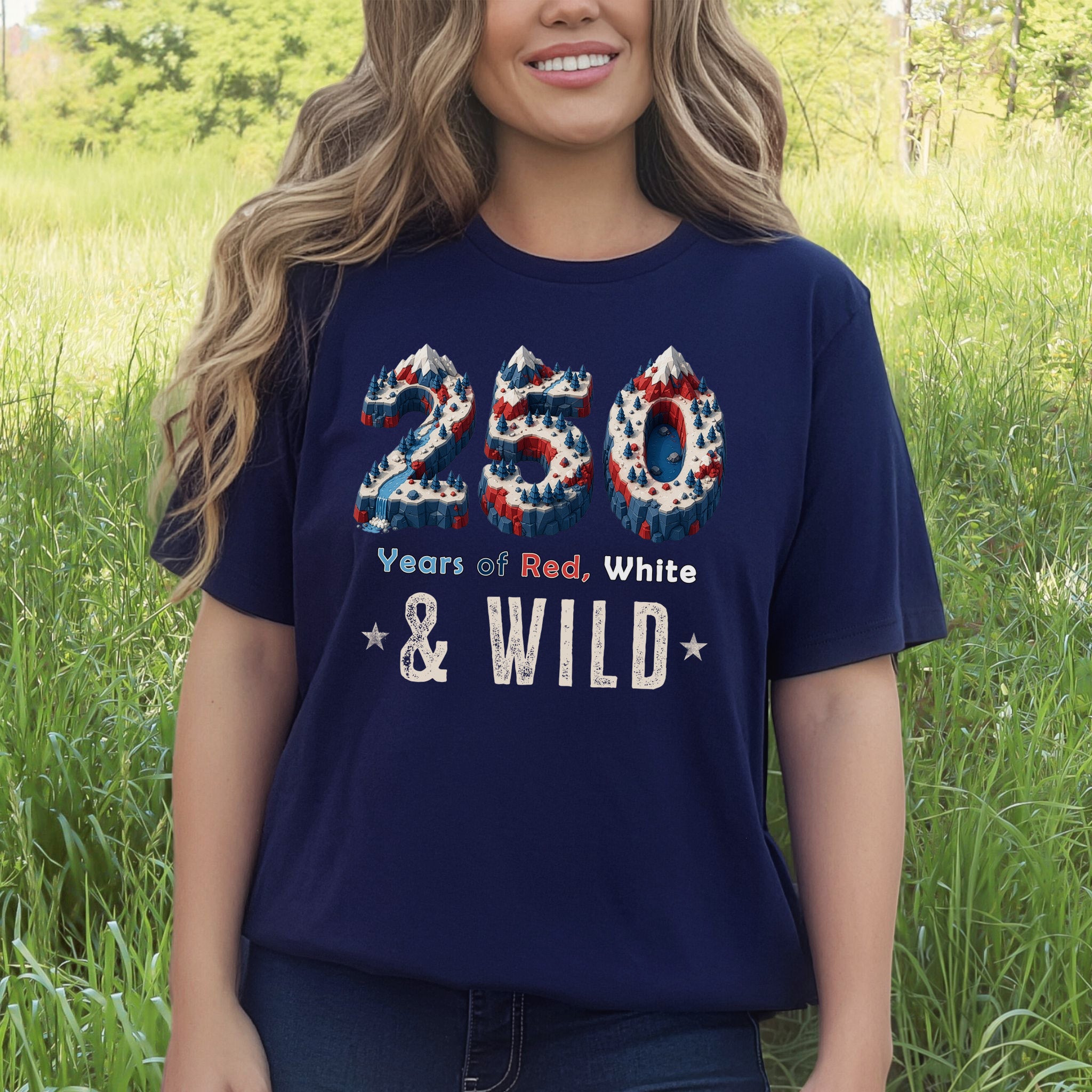 250 Years of Red White & Wild USA Isometric Mountain Adventure T-Shirt