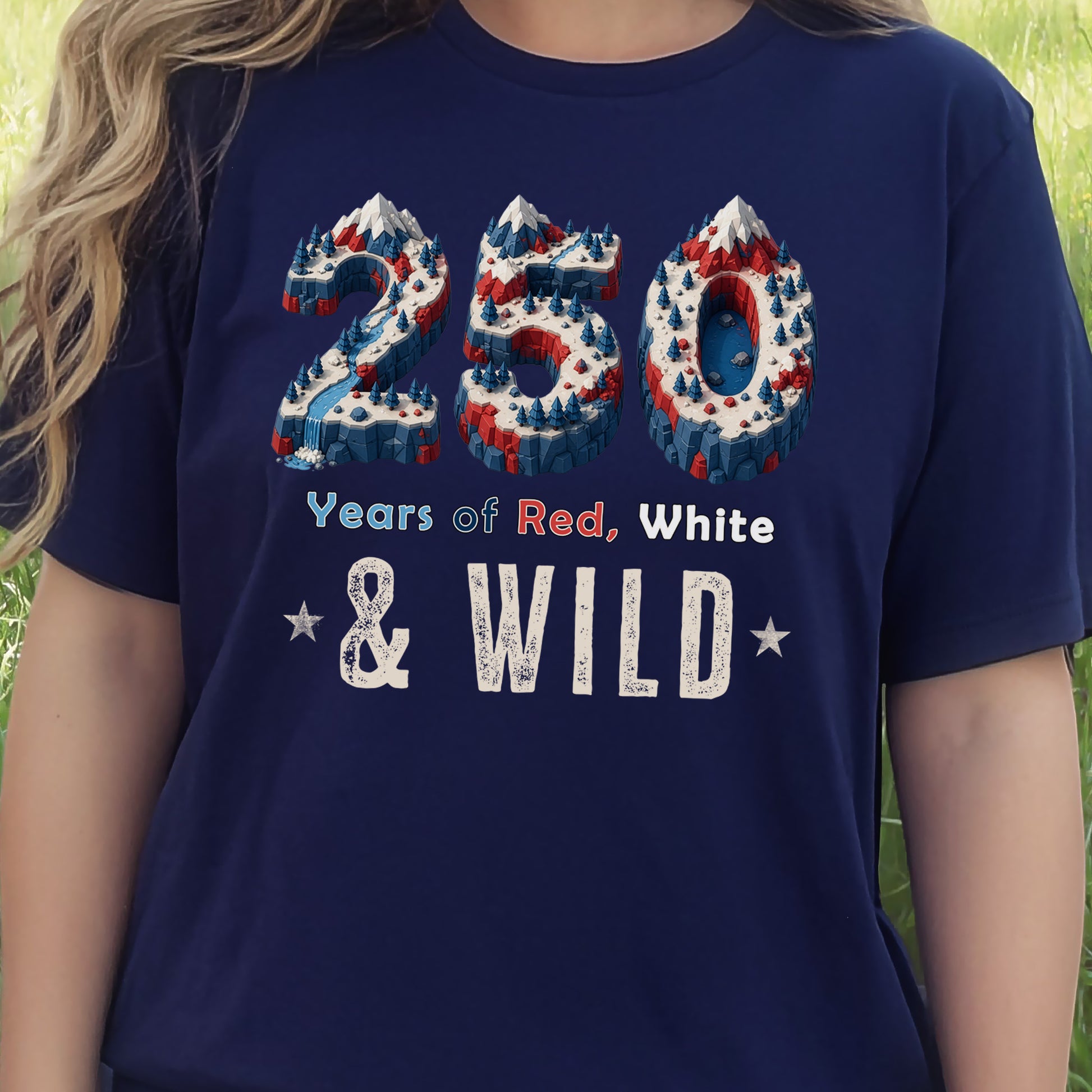 250 Years of Red White & Wild USA Isometric Mountain Adventure T-Shirt