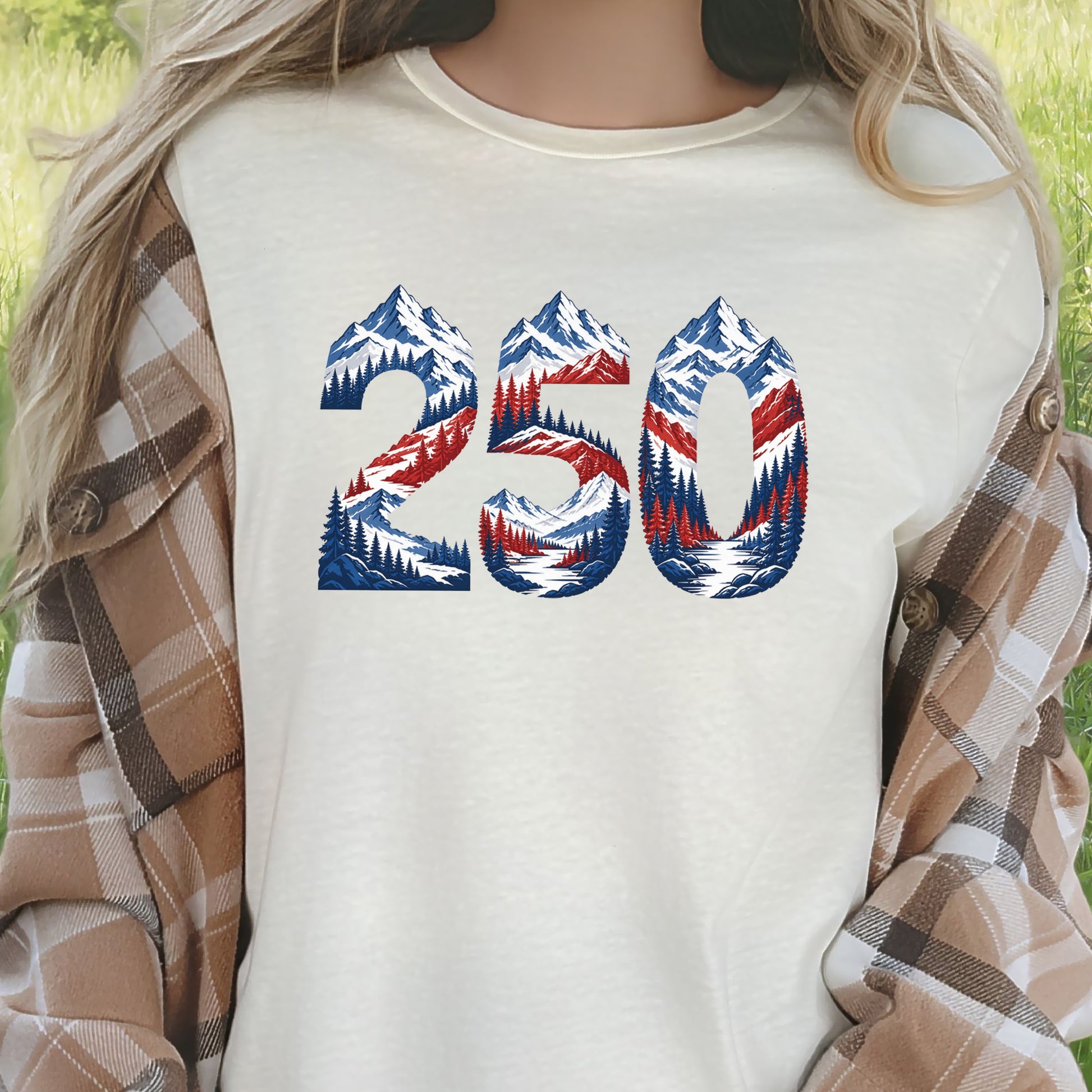 USA 250th Anniversary Mountain Number 4th of July Adventure Graphic T-Shirt