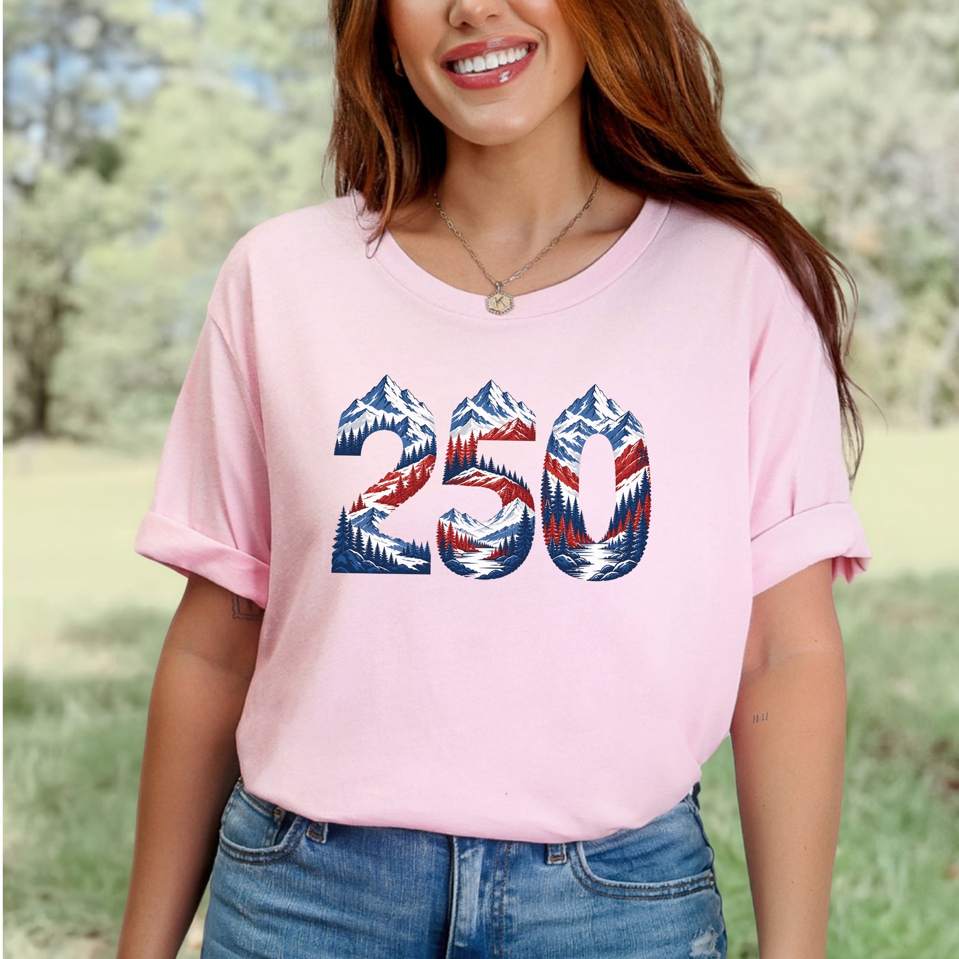 USA 250th Anniversary Mountain Number 4th of July Adventure Graphic T-Shirt