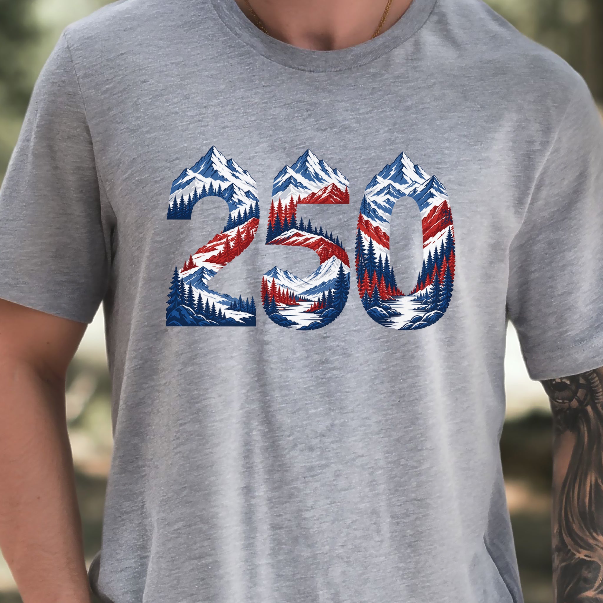 USA 250th Anniversary Mountain Number 4th of July Adventure Graphic T-Shirt