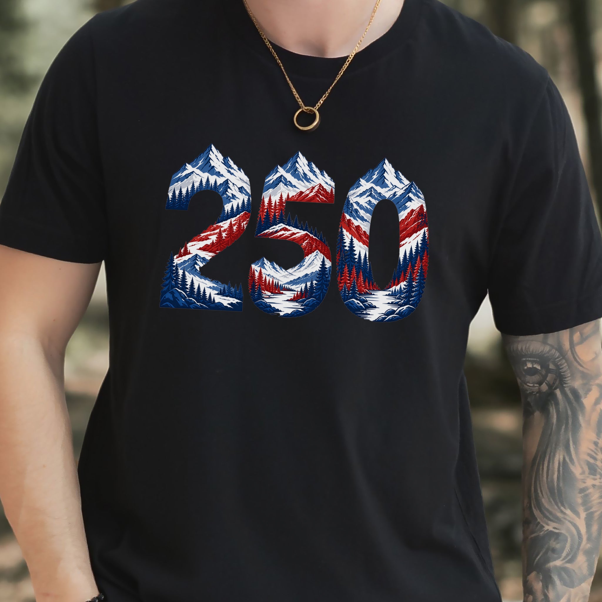 USA 250th Anniversary Mountain Number 4th of July Adventure Graphic T-Shirt